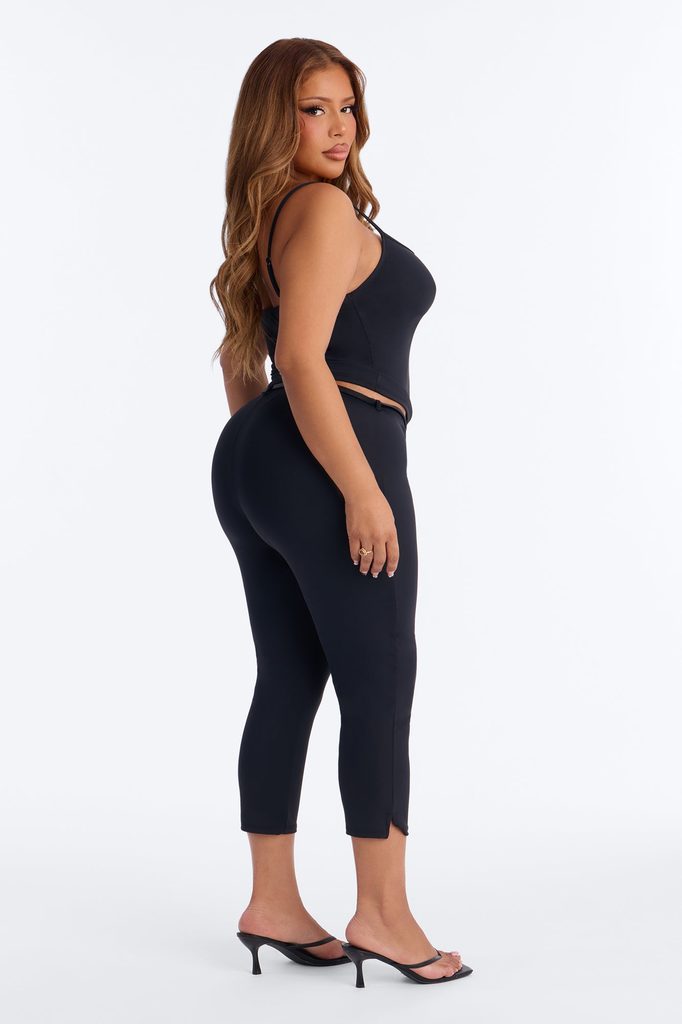 Alexa Belted Capri Set - Black