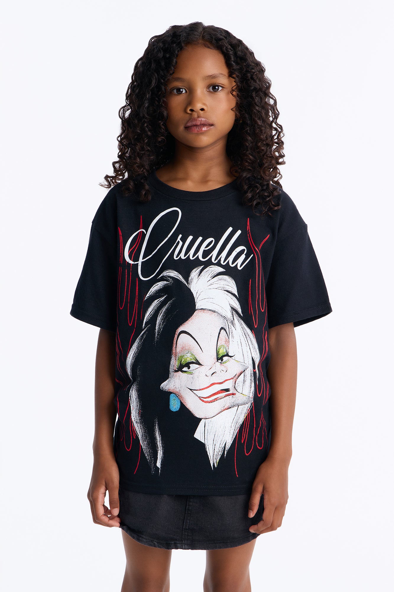 Mini Cruella Short Sleeve Graphic Tee - Black/Orange