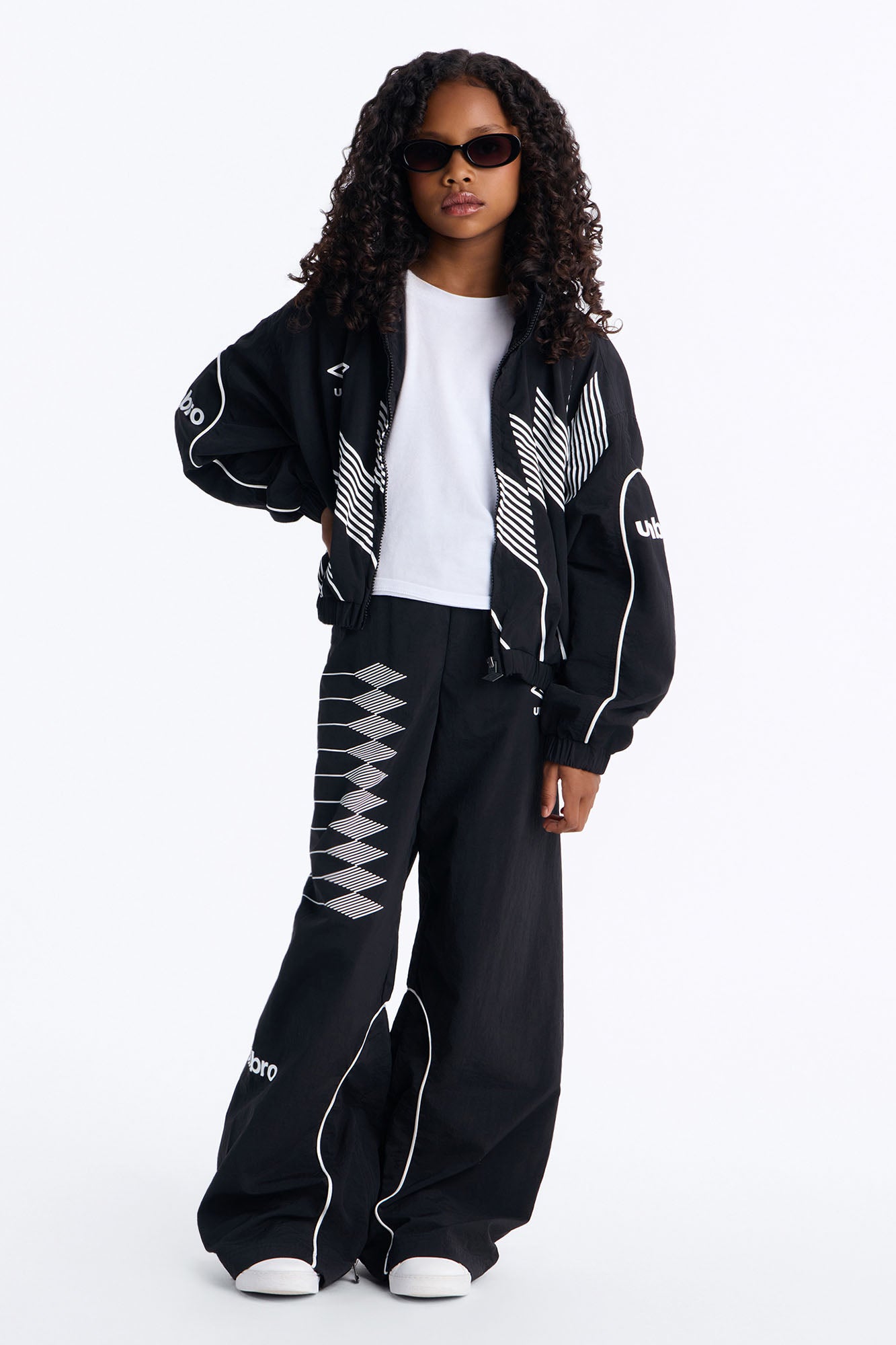 Mini Umbro Windbreaker Wide Leg Pants - Black