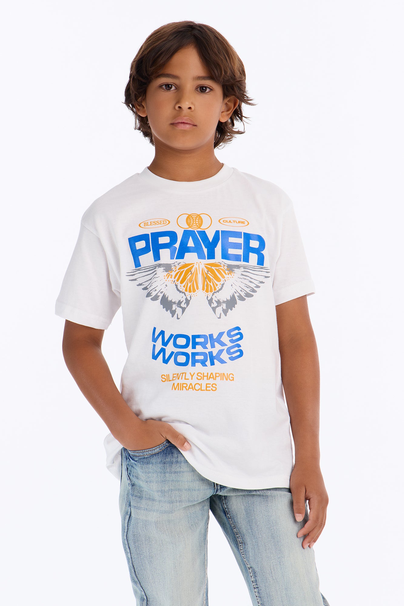 Mini Prayer Works Short Sleeve Tee - White