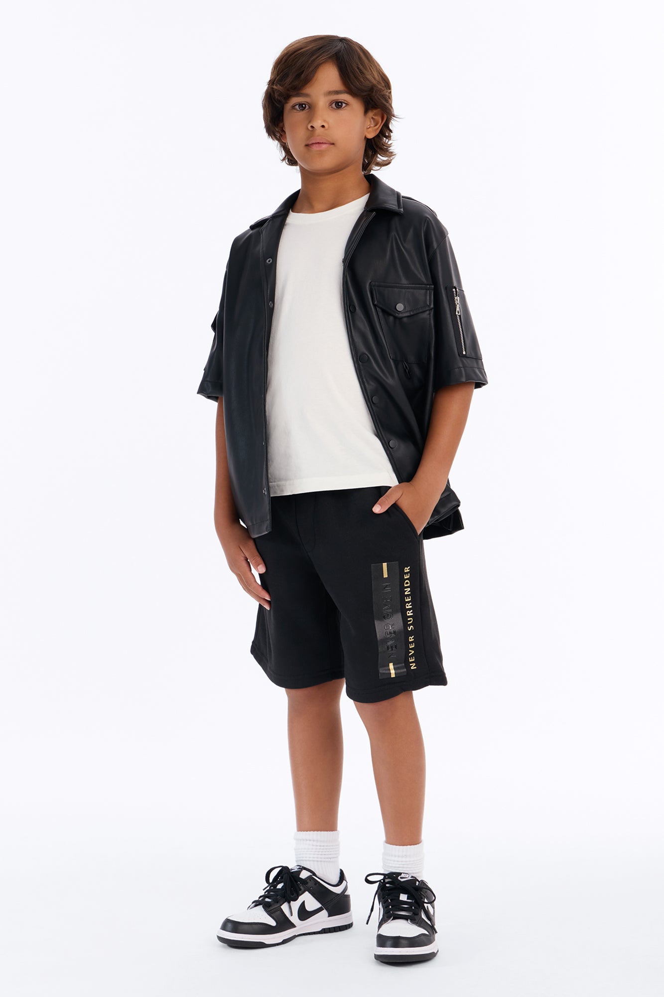 Mini Never Surrender Fleece Shorts - Black