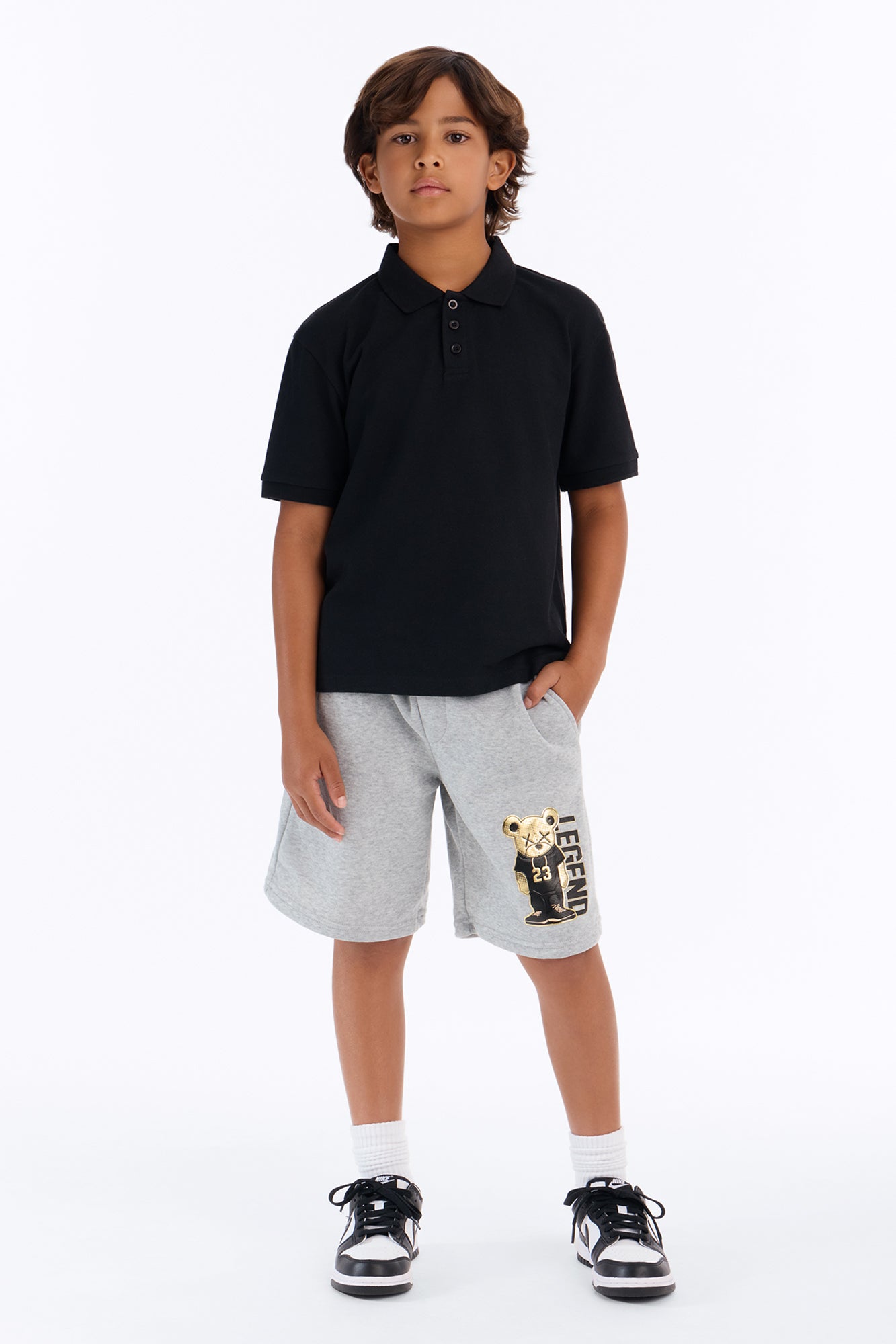 Mini Be A Legend Fleece Shorts - Heather Grey
