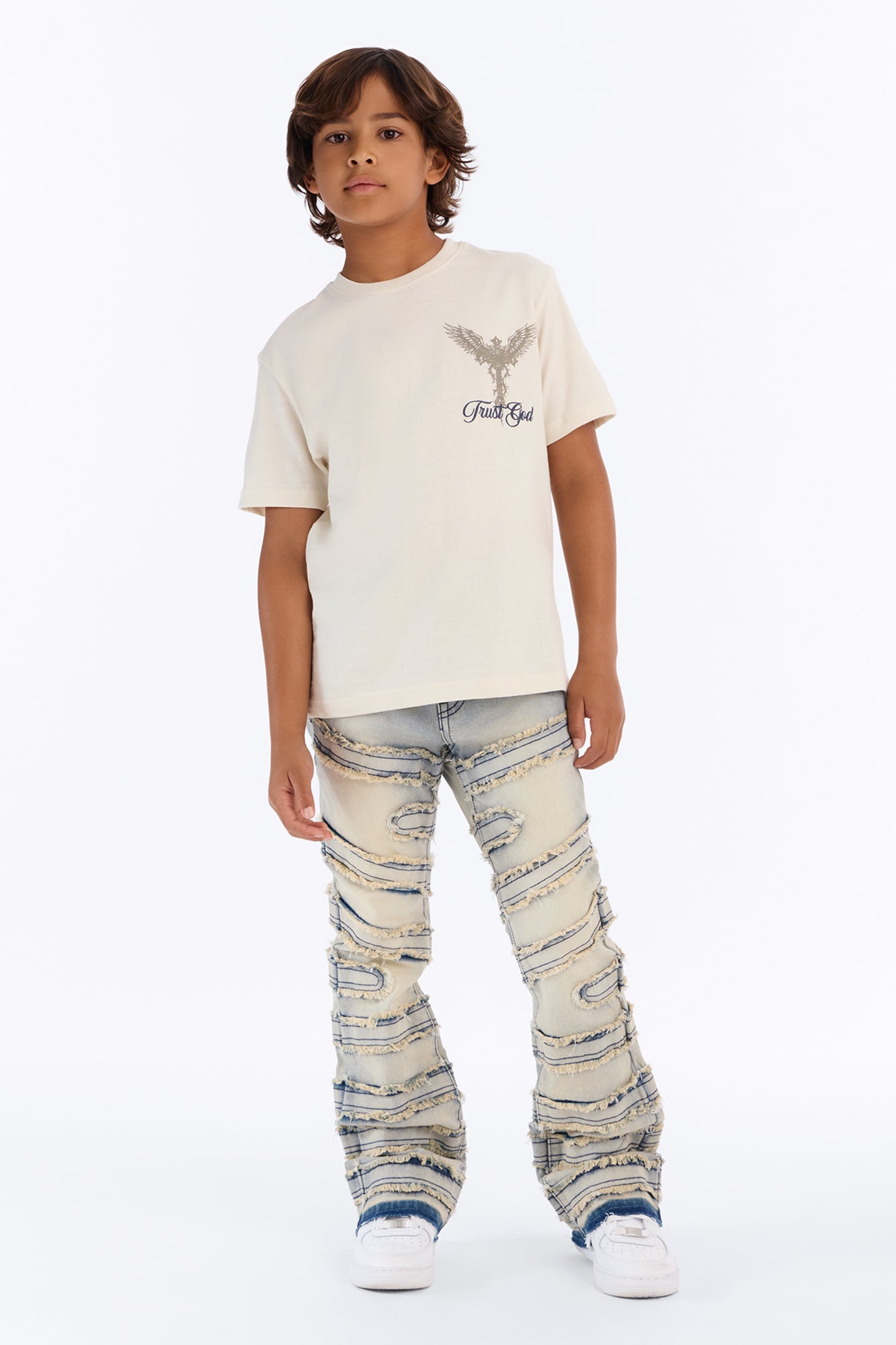 Mini About Fray Stacked Skinny Flare Jeans - Light Wash