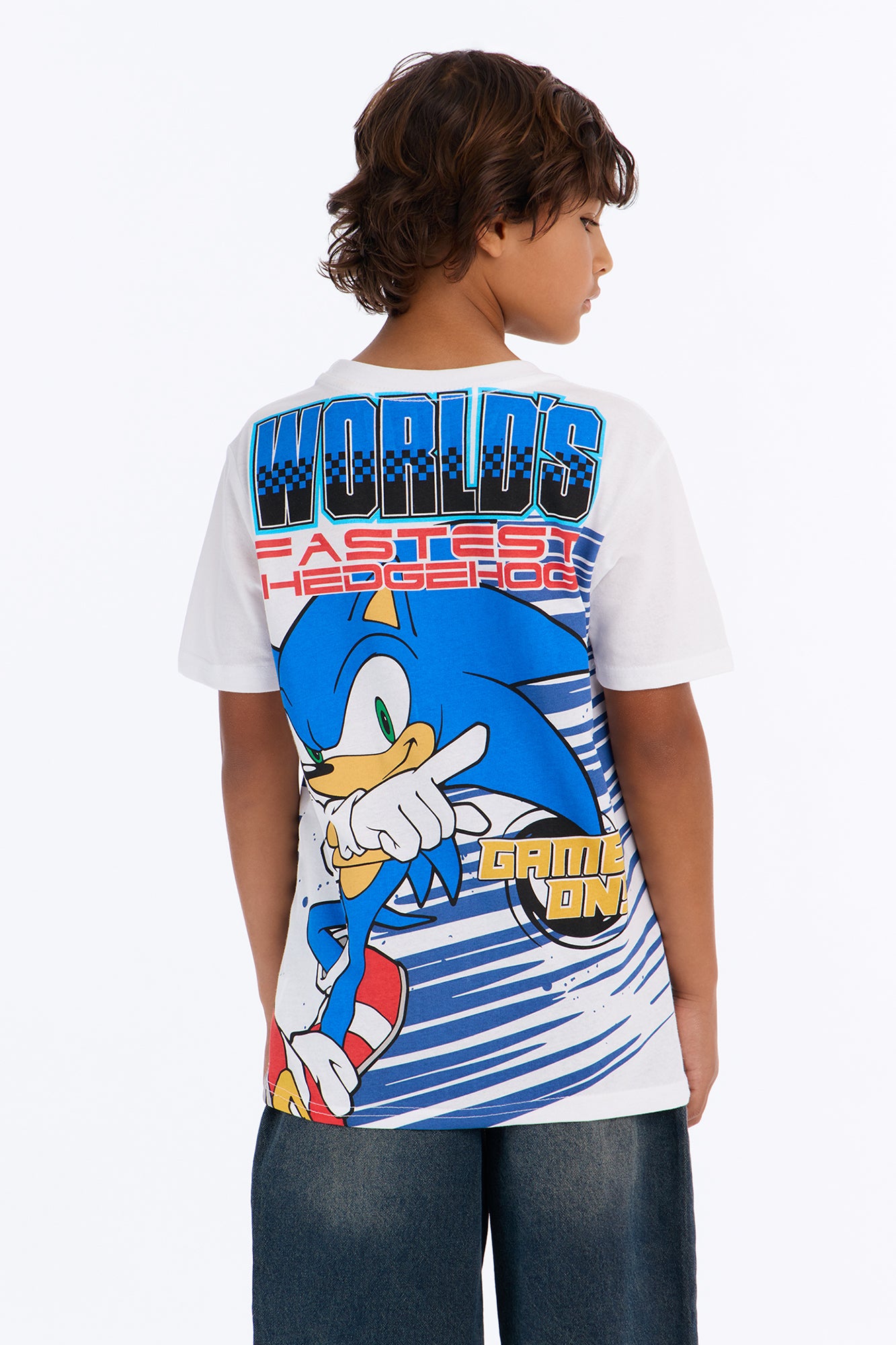 Mini Team Sonic Short Sleeve Front/Back Tee - White