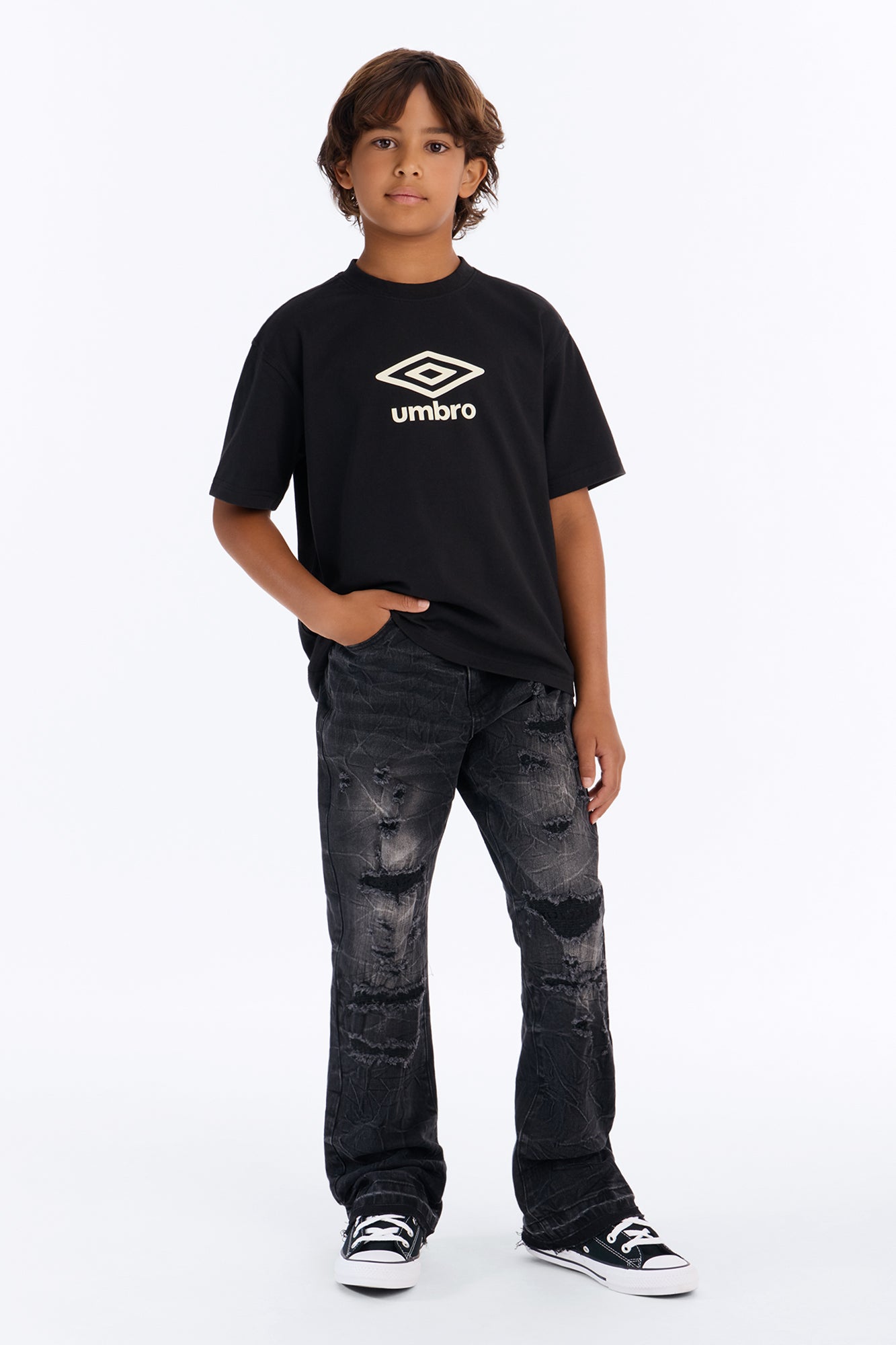 Mini Umbro Logo Short Sleeve Tee - Black