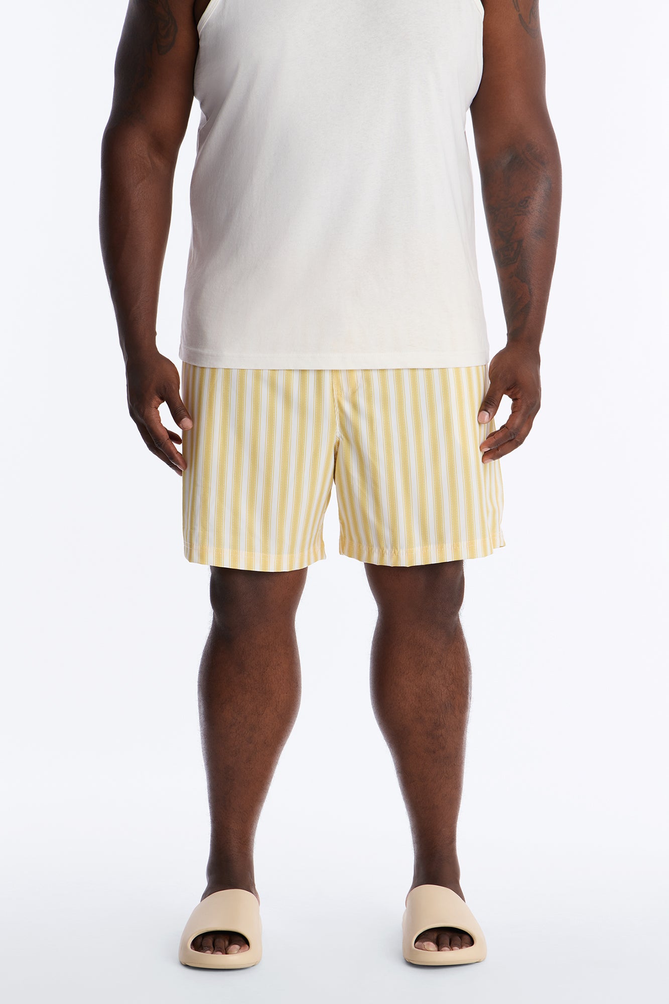Striped Cabana Swim Trunk 7″ - Yellow/combo