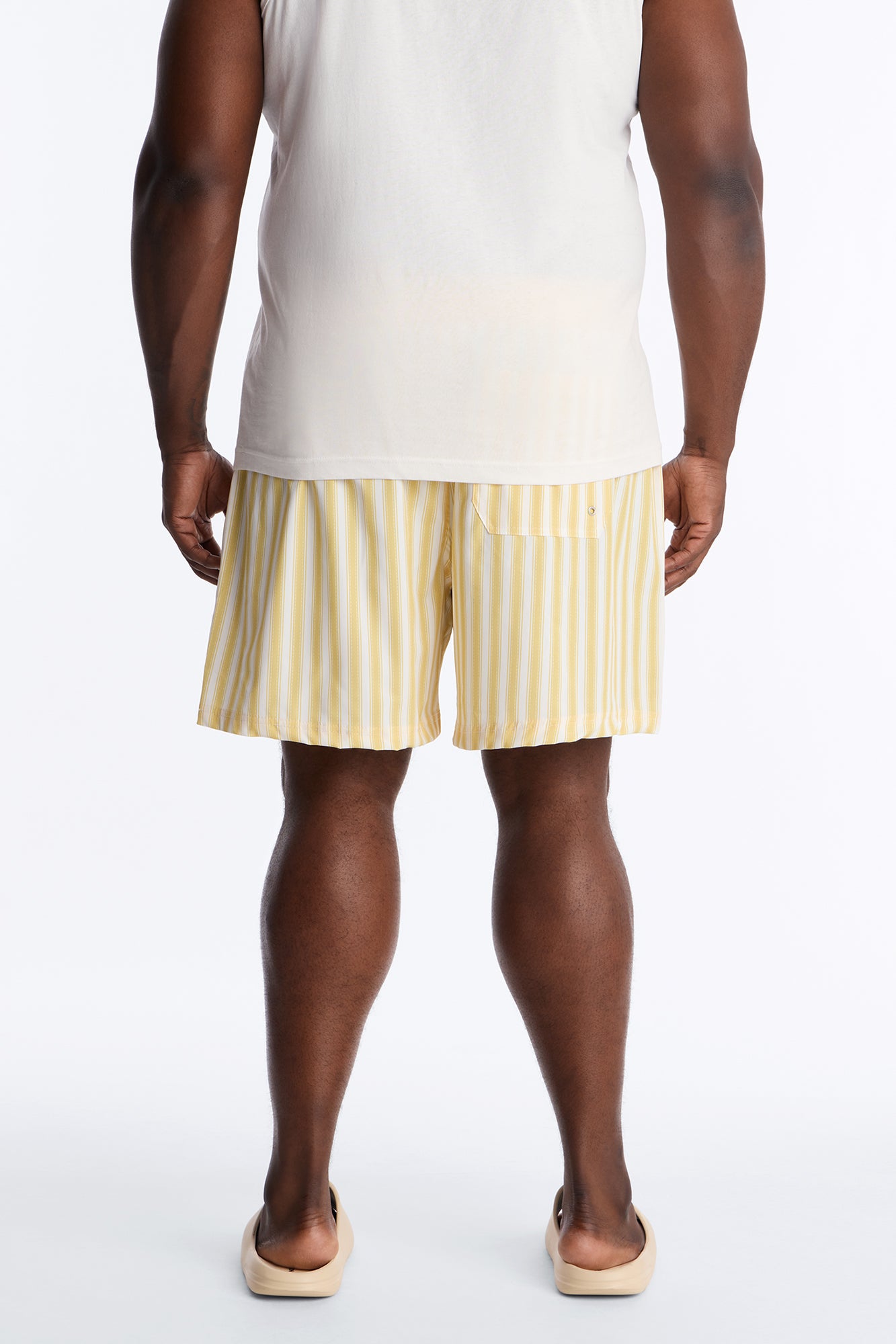 Striped Cabana Swim Trunk 7″ - Yellow/combo