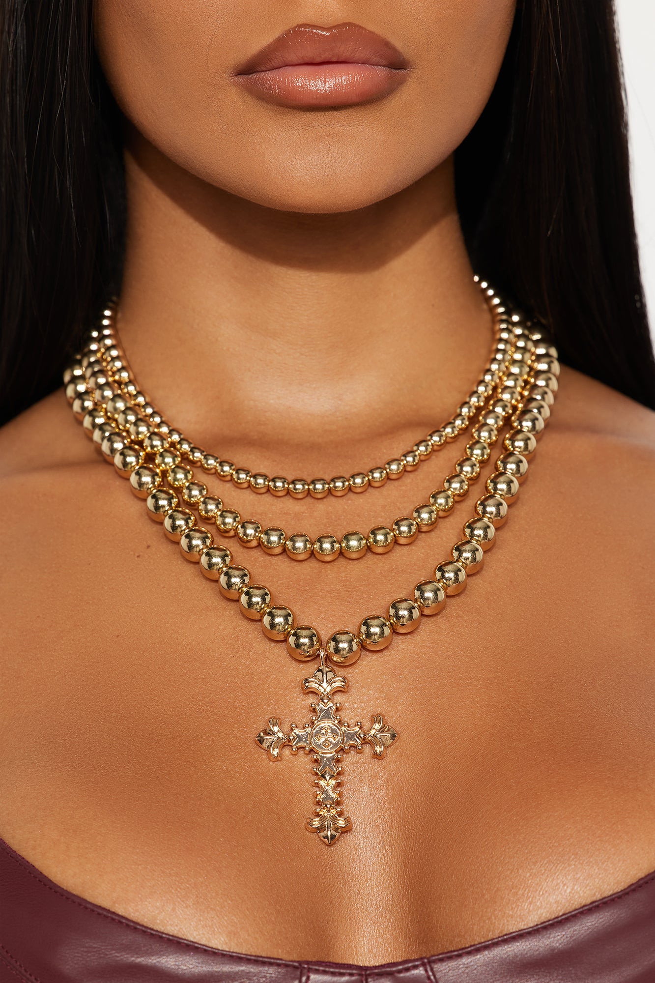 Jesus Loves Me Layered Necklace - Gold