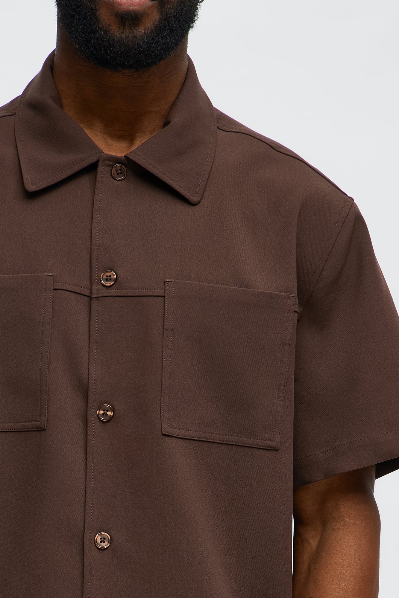 Cropped Ronan Weekender Button Up Shirt - Brown