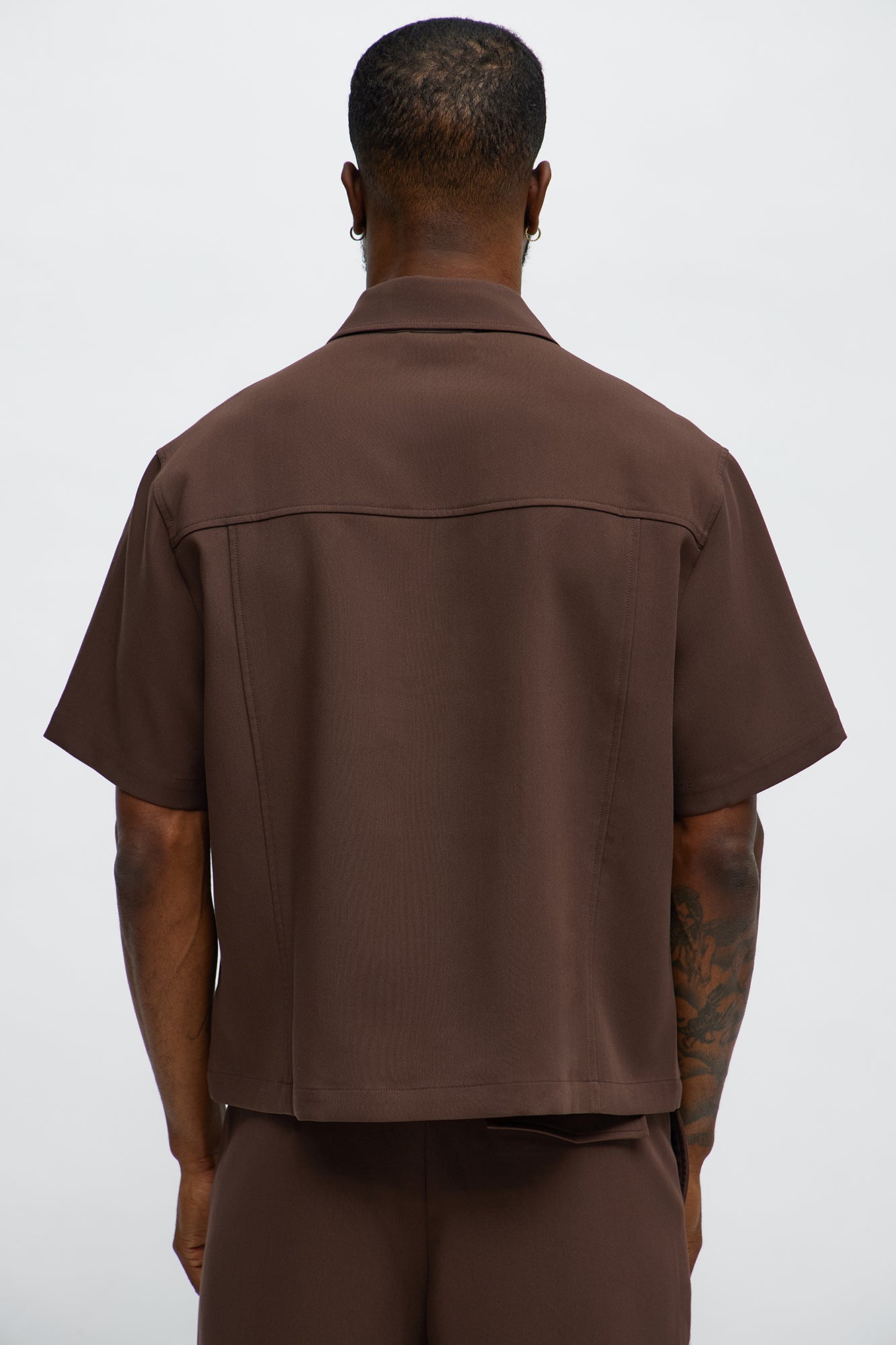 Cropped Ronan Weekender Button Up Shirt - Brown