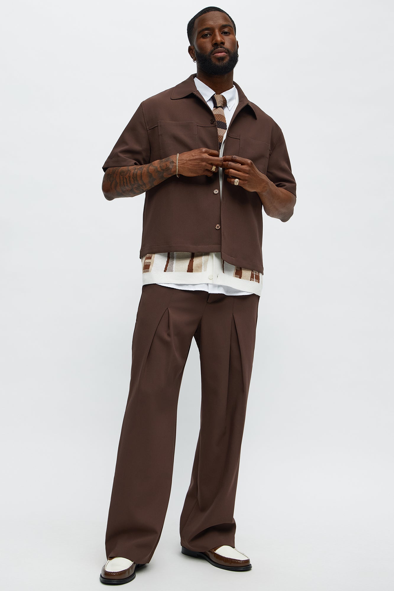 Cropped Ronan Weekender Button Up Shirt - Brown