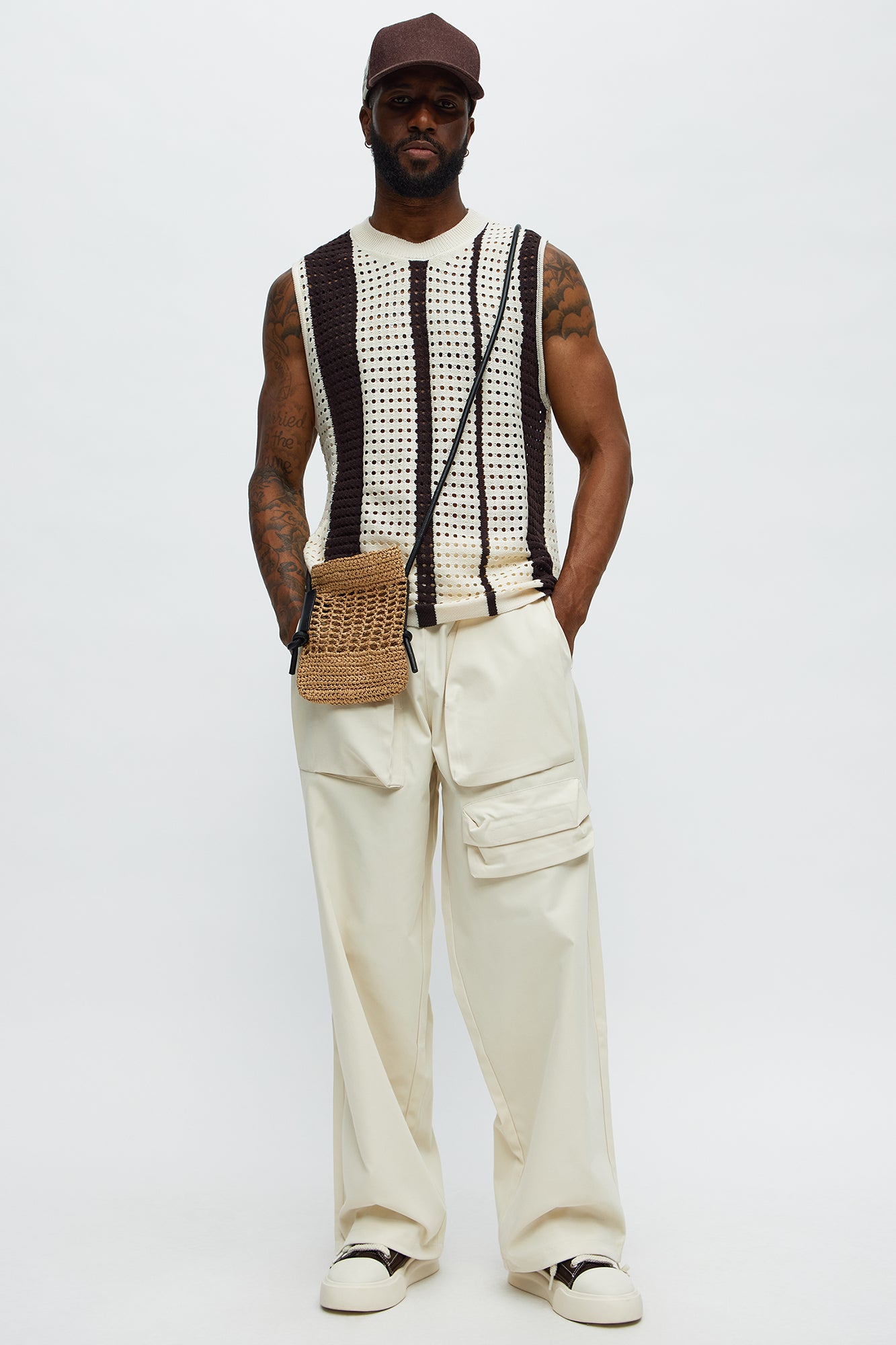 Multistriped Knit Muscle Tee - Cream/combo