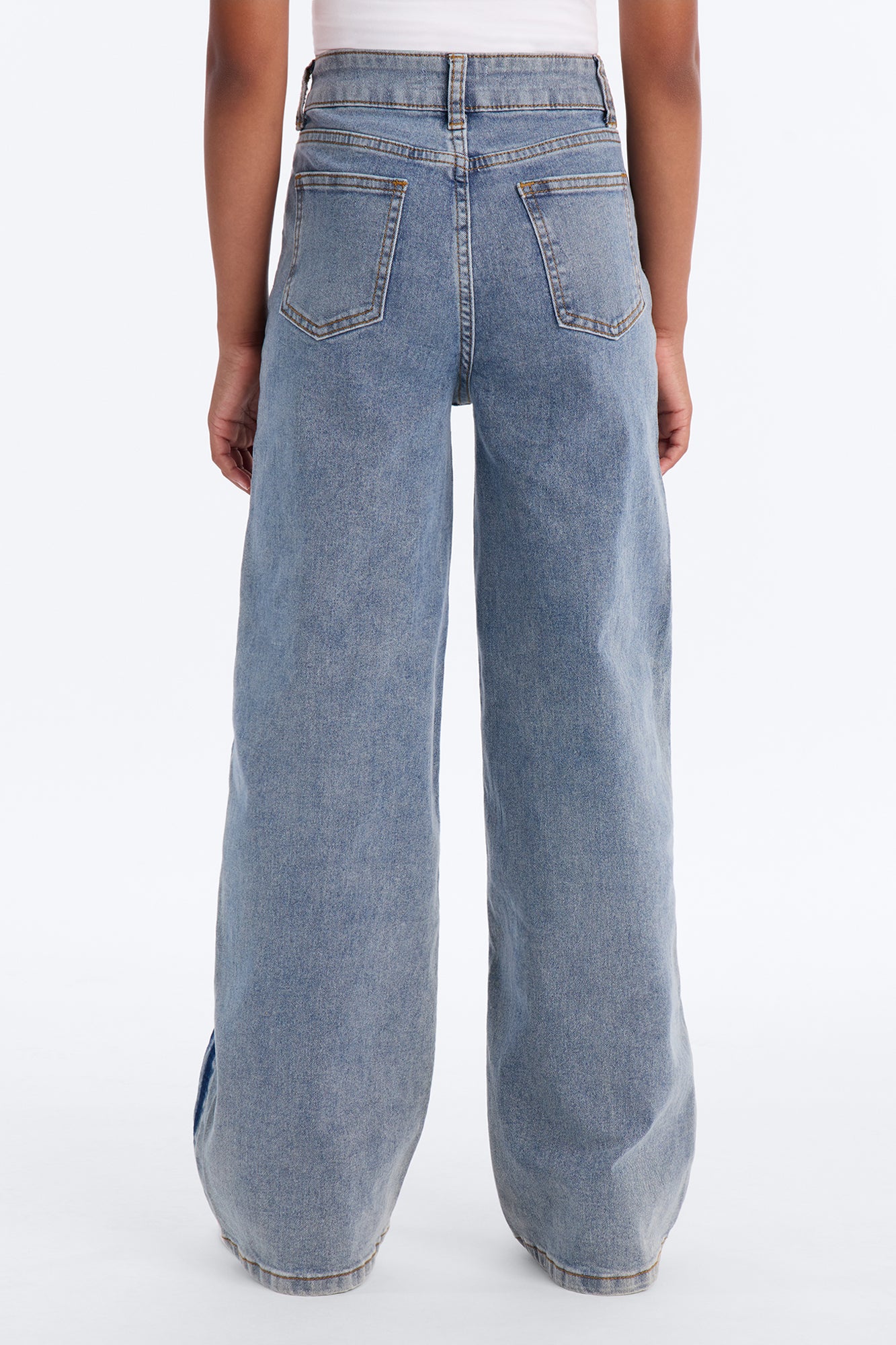 Mini You Can Get Stripes Wide Leg Jeans - Light Wash