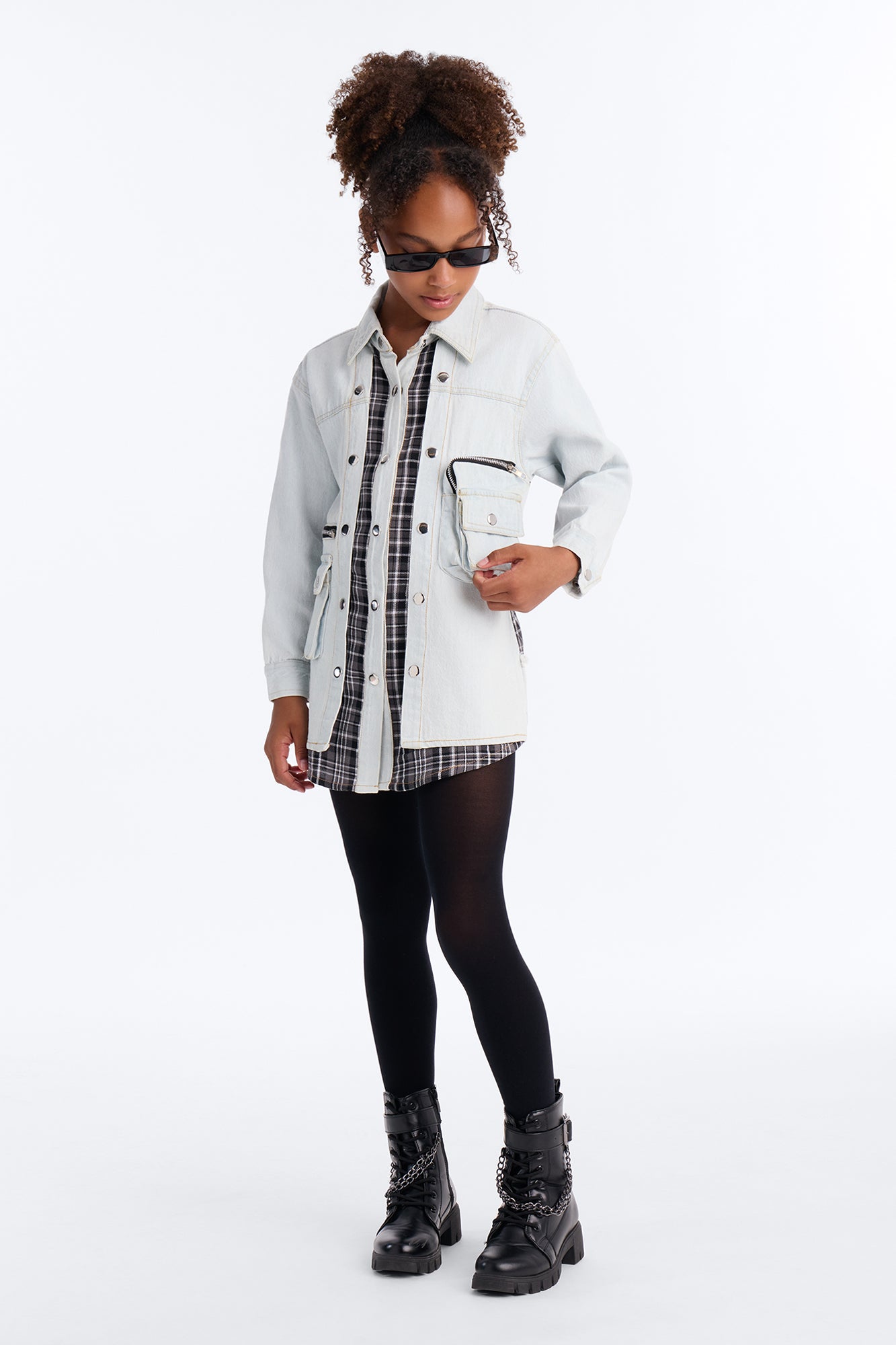Mini No Pressure Oversized Shirt Dress - Light Wash