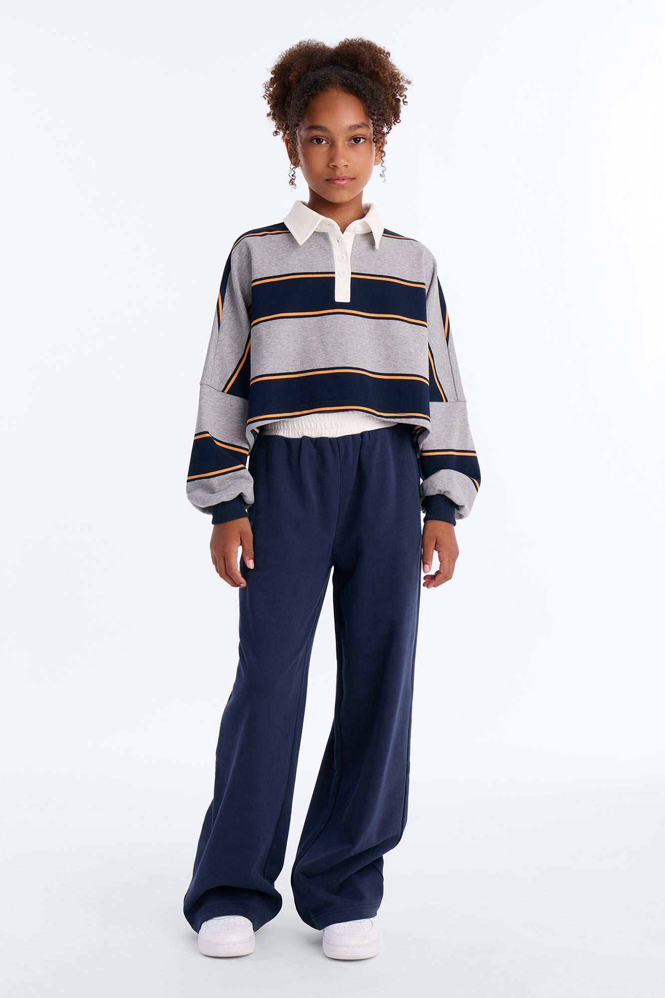 Mini Sydney Striped Polo Lounge Set - Navy/combo