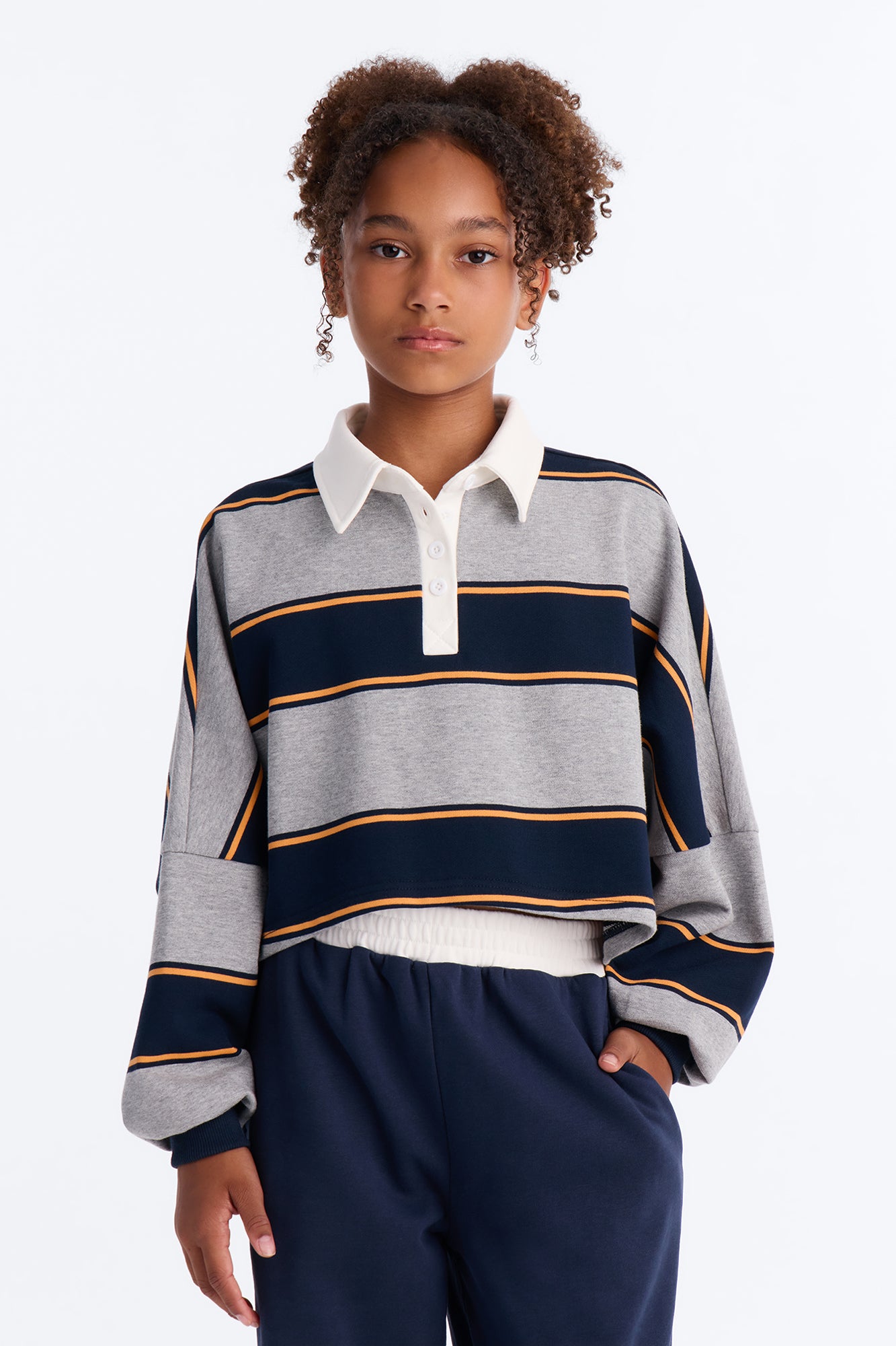 Mini Sydney Striped Polo Lounge Set - Navy/combo