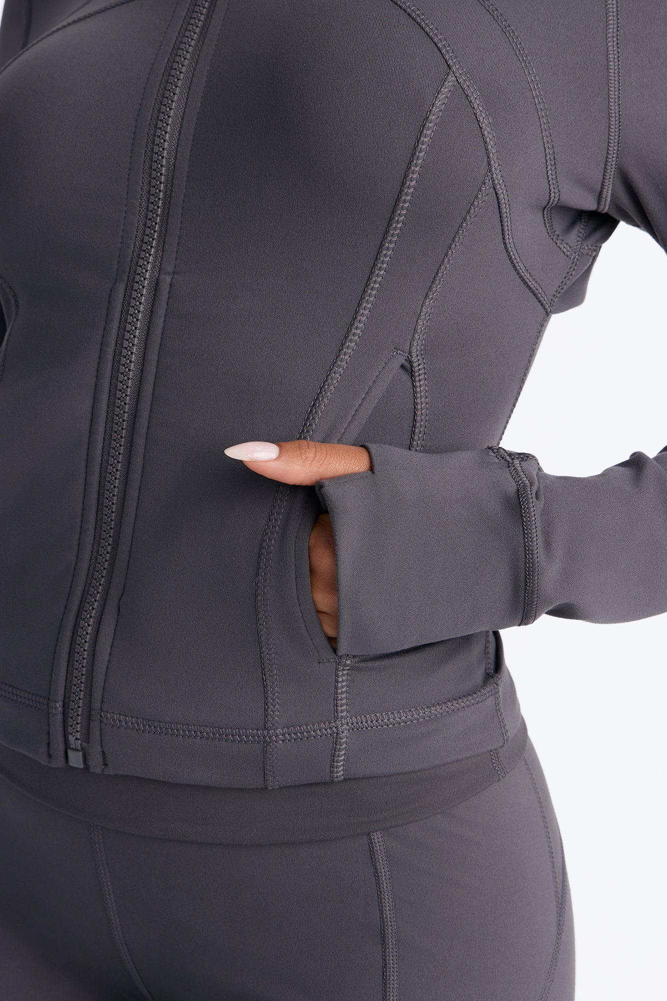 Myla Lounge Tricot Zip Front Jacket - Charcoal