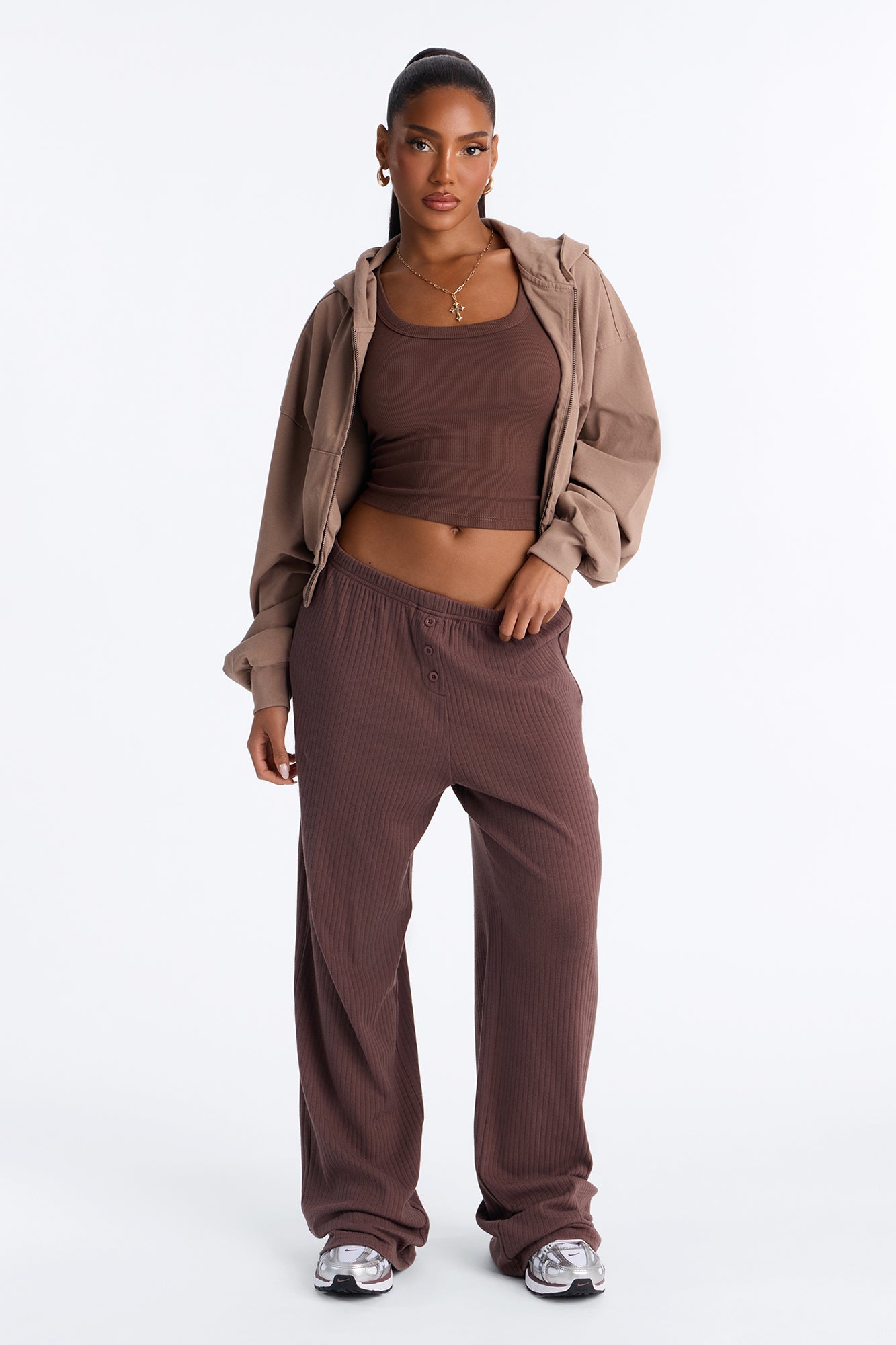 Everyday Chill Ribbed Lounge Pant - Chocolate