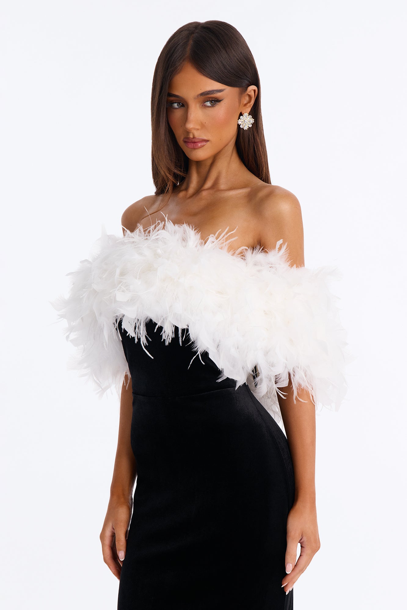 Delilah Feathered Gown - Black