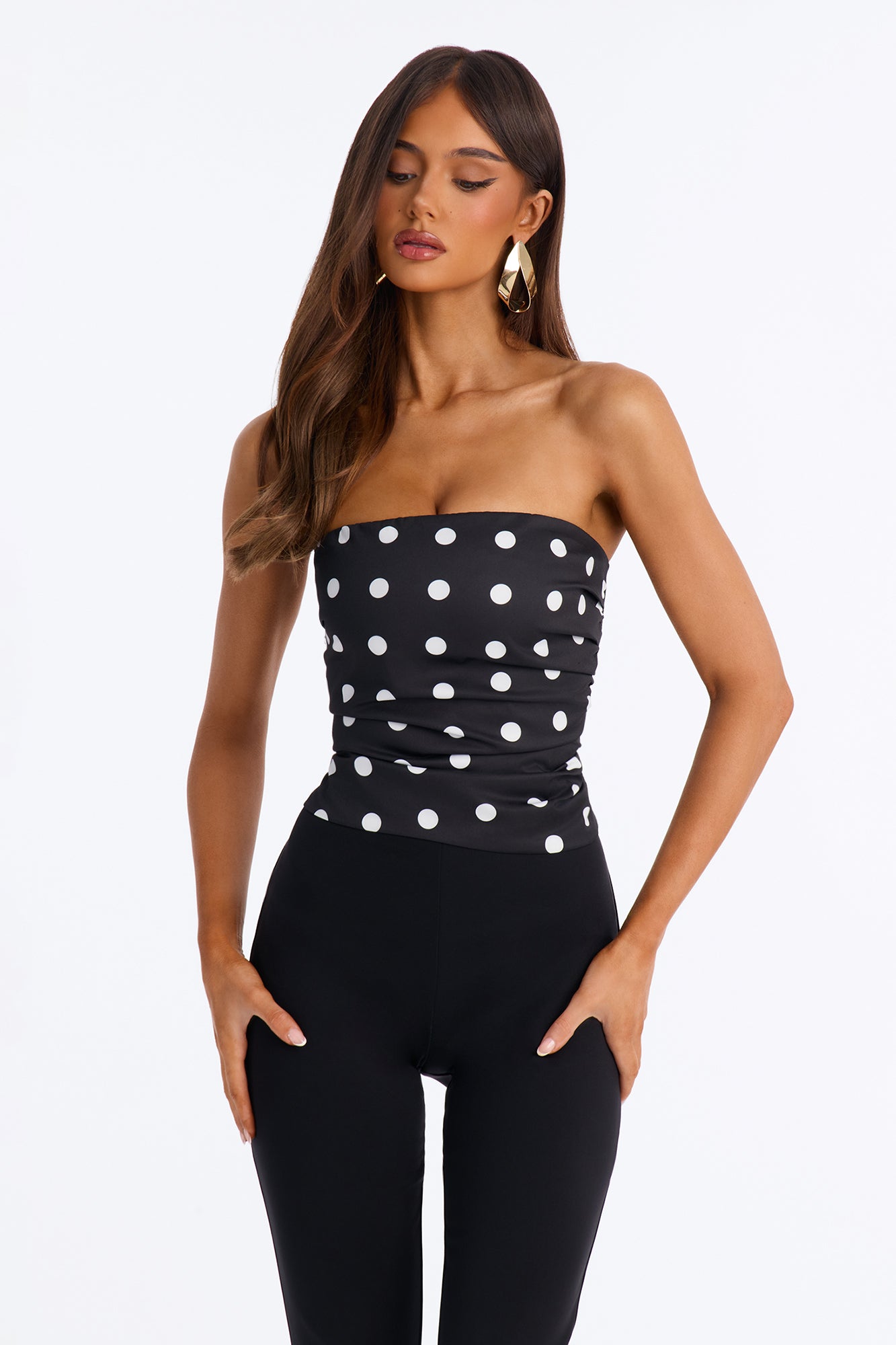 Dots Before Drama Smocked Tube Top - Black/White