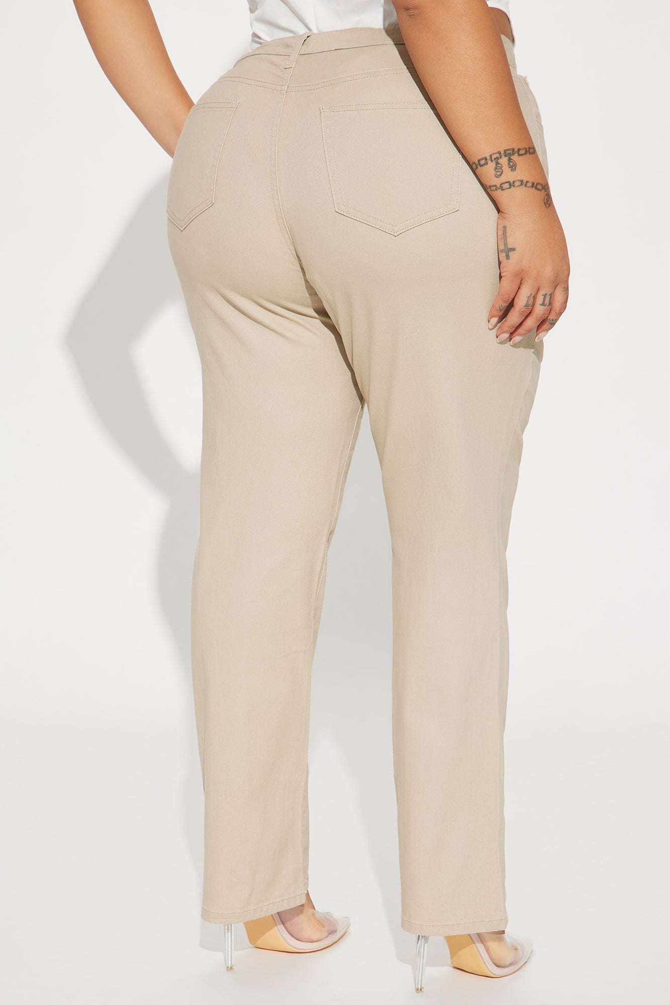 Straight Leg Uniform Pants - Khaki