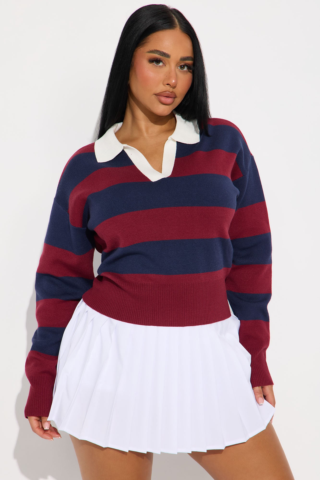 Stripes On Stripes Polo Sweater - Red/combo