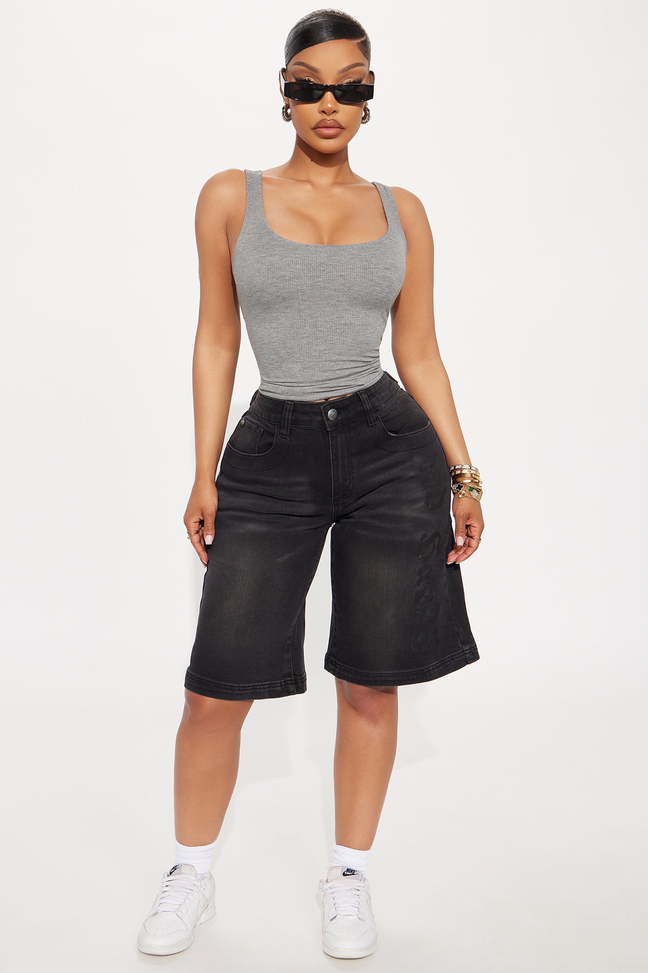 Madison Basic Square Neck Tank Top - Dark Grey