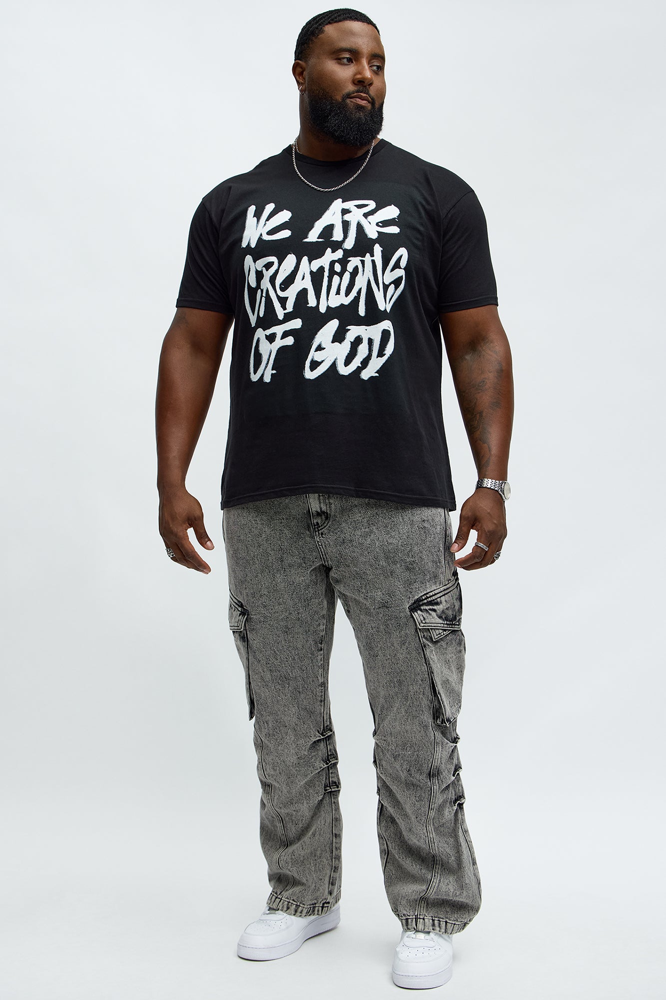 Stacked Slim Flare Street Edge Cargo Jeans - Black Wash