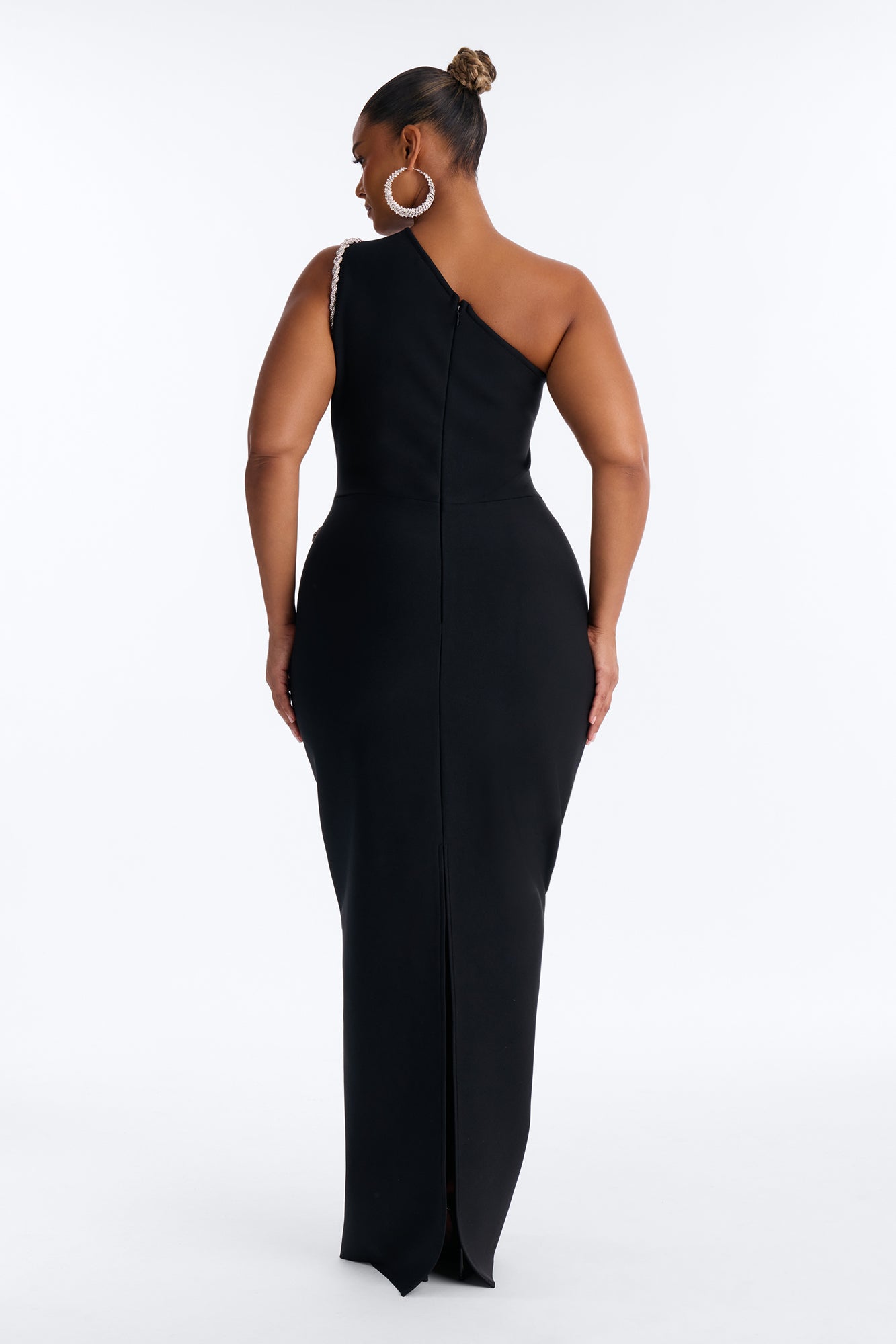 All The Glamour Embellished Bandage Gown - Black