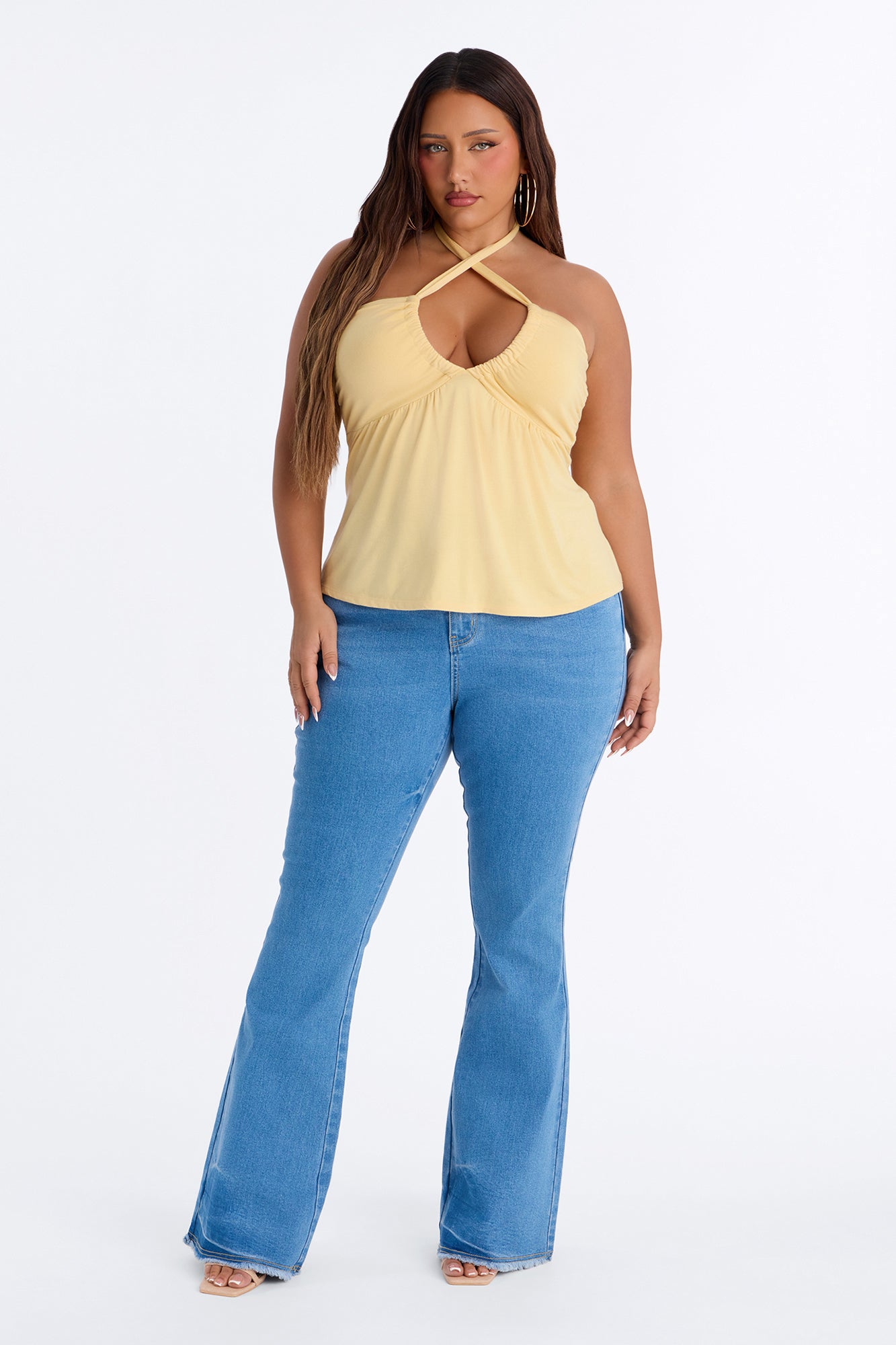 New Connection Ruched Halter Top - Butter Yellow