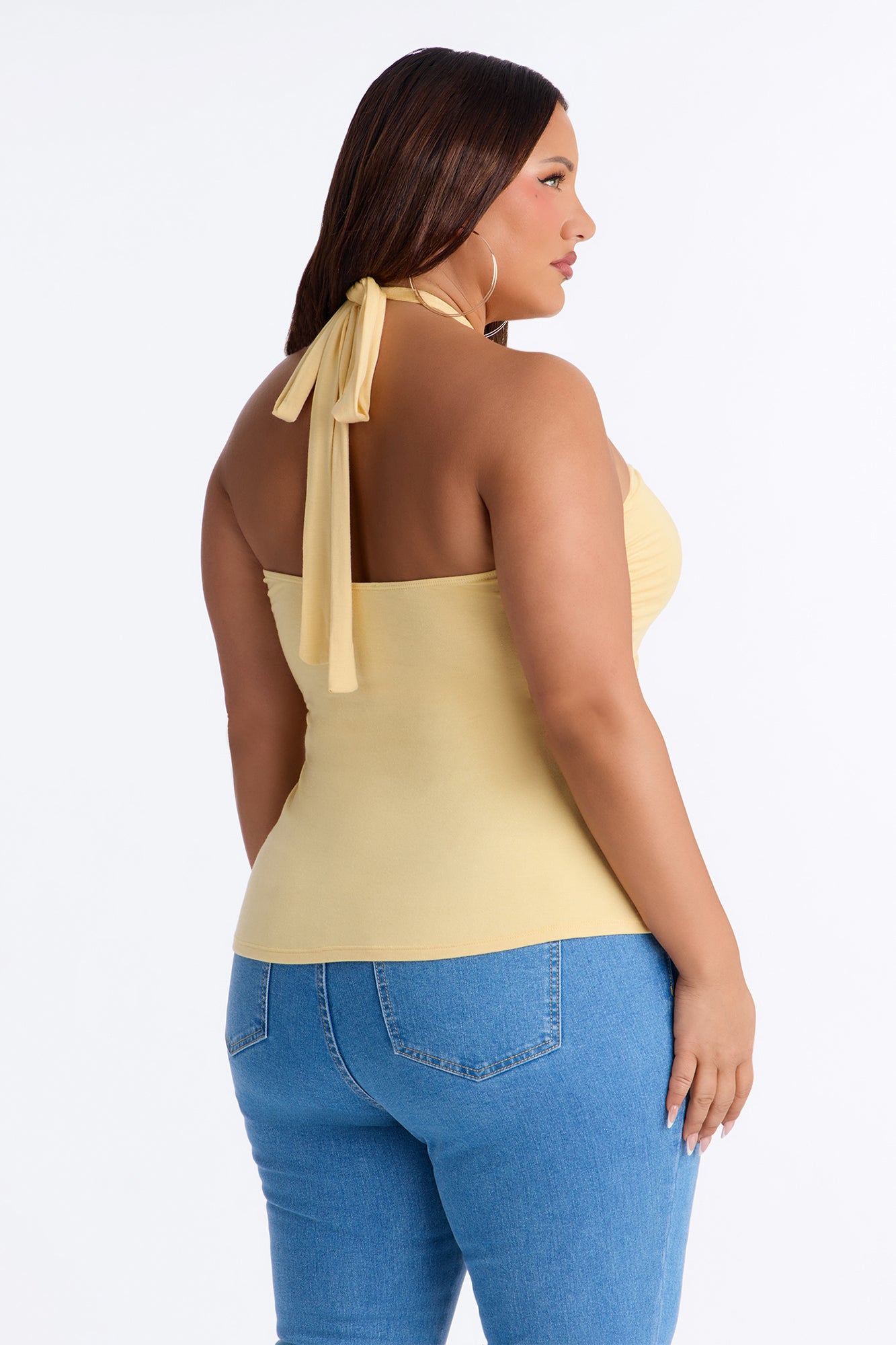 New Connection Ruched Halter Top - Butter Yellow