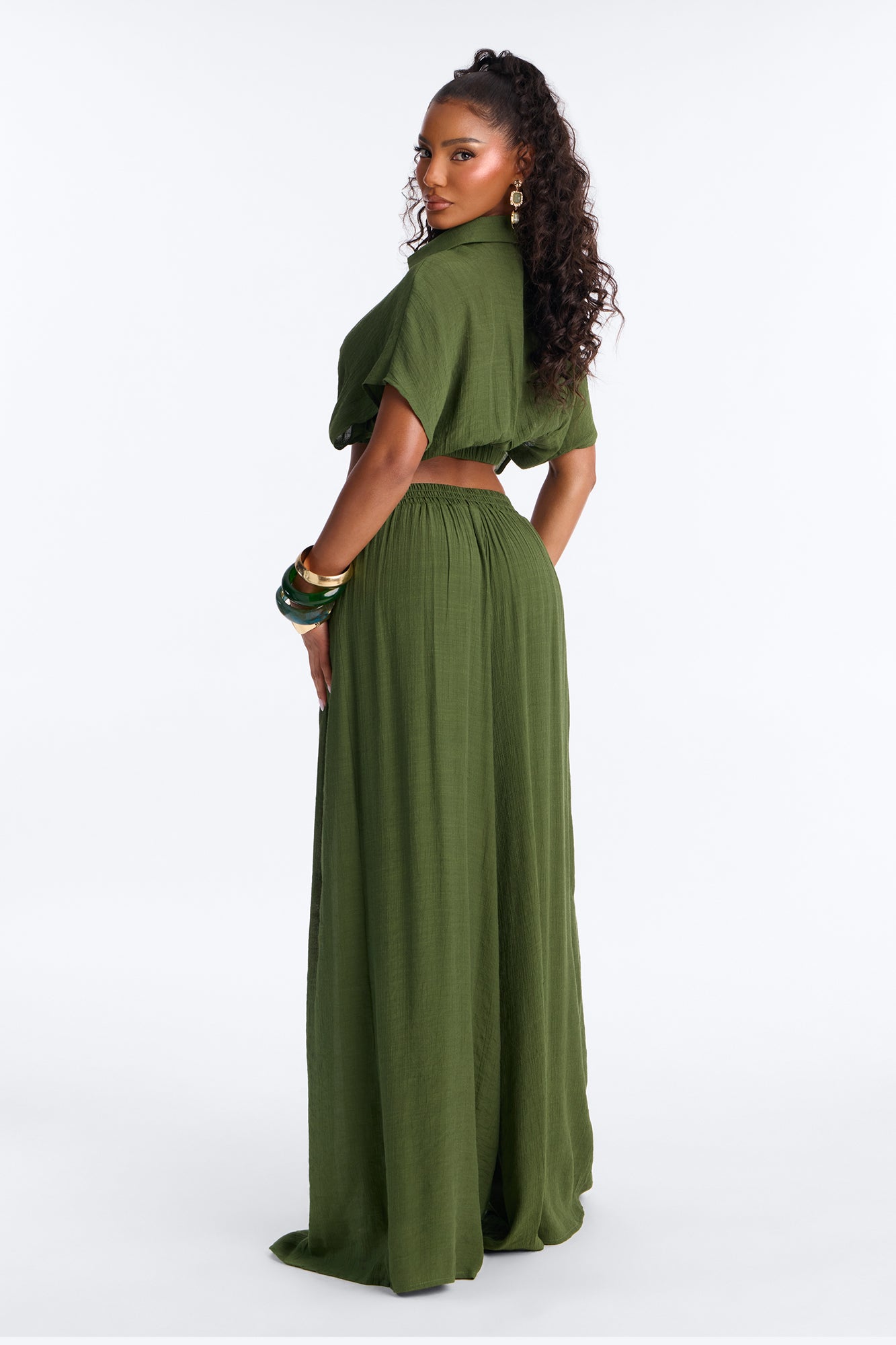 Mea Gauze Pant Set - Olive