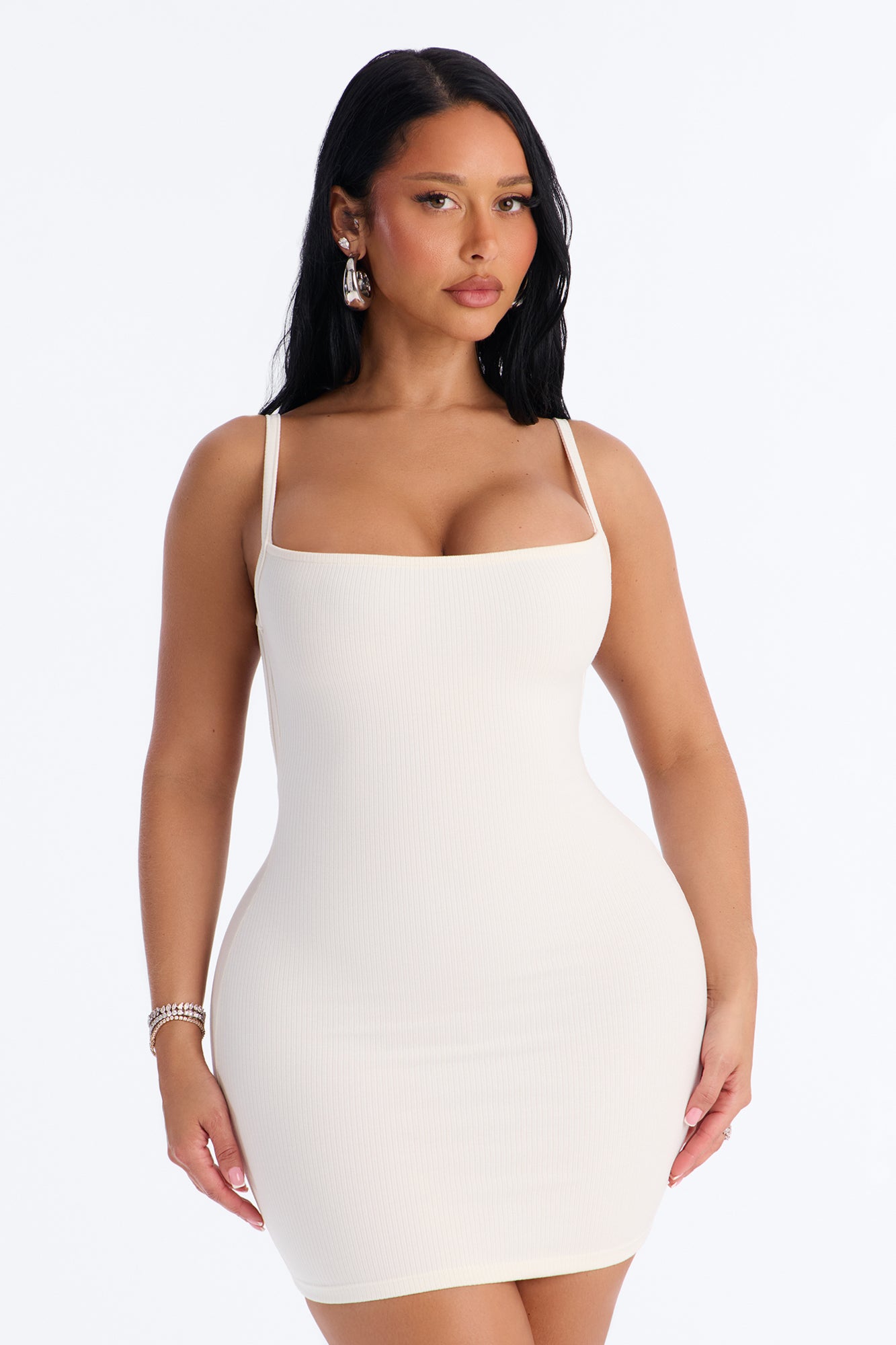 Chelsea Snatched Mini Dress - Off White