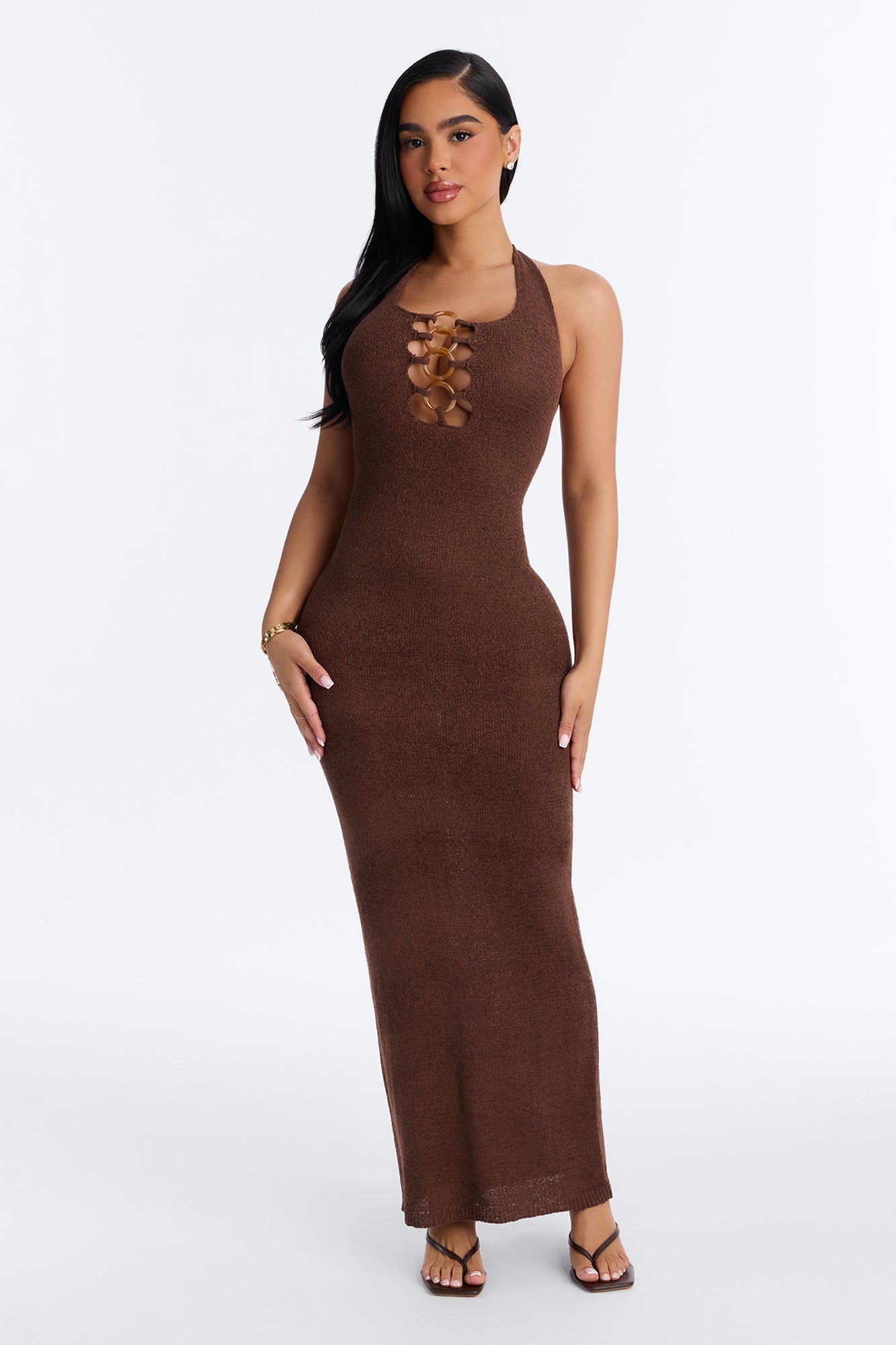 Maria O Rings Cover Up Maxi Dress - Chocolate