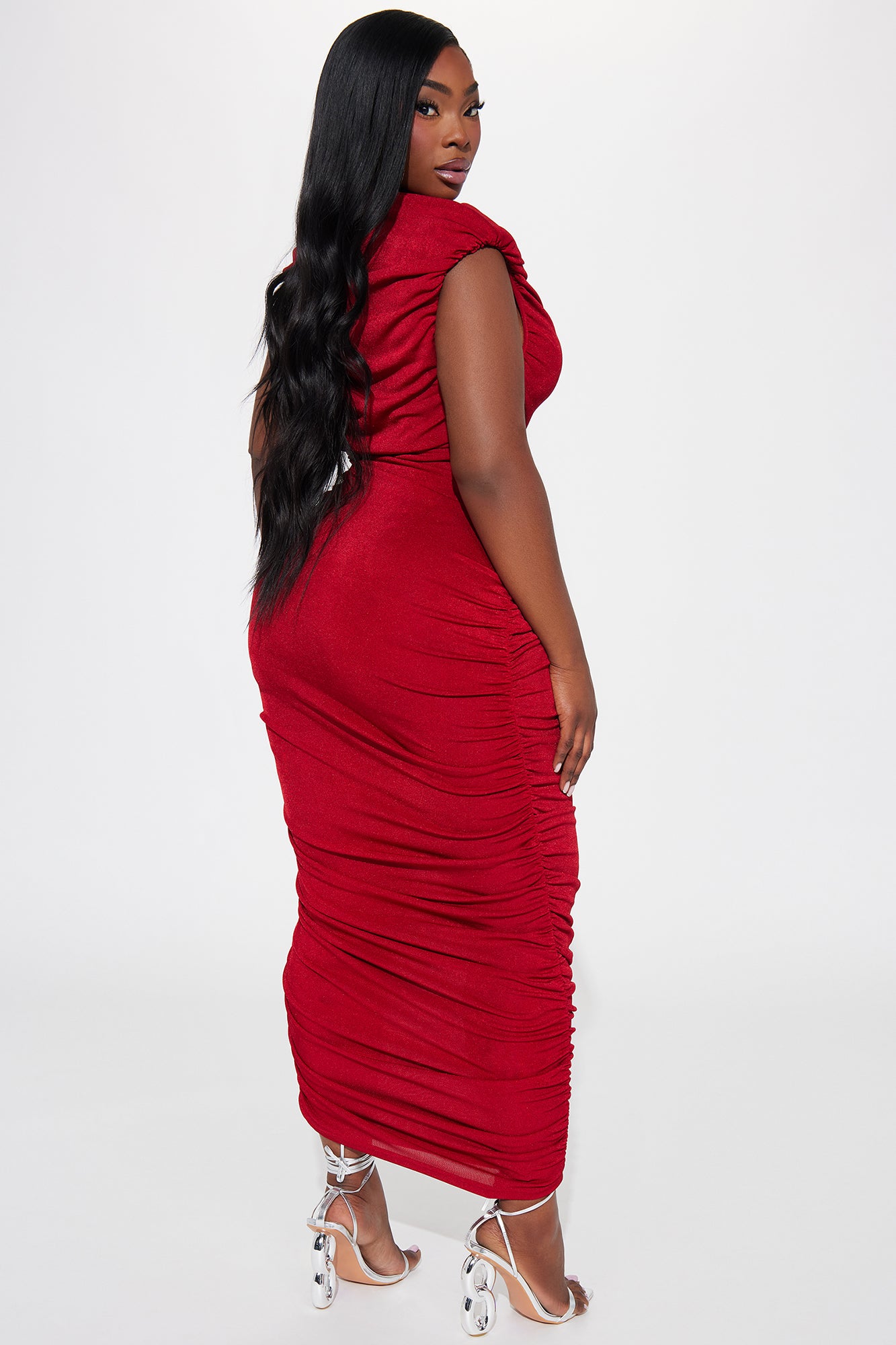 Sofie Ruched Maxi Dress - Red