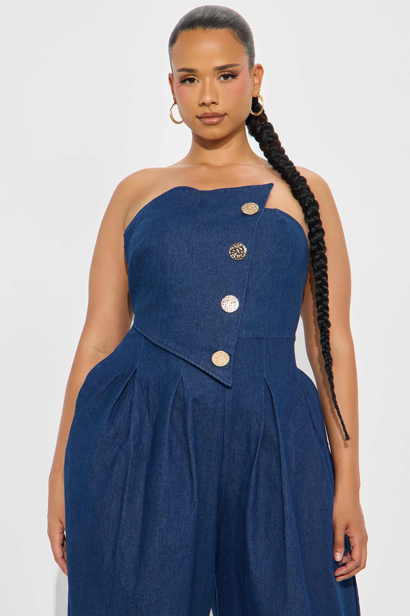 Monique Strapless Denim Jumpsuit - Denim