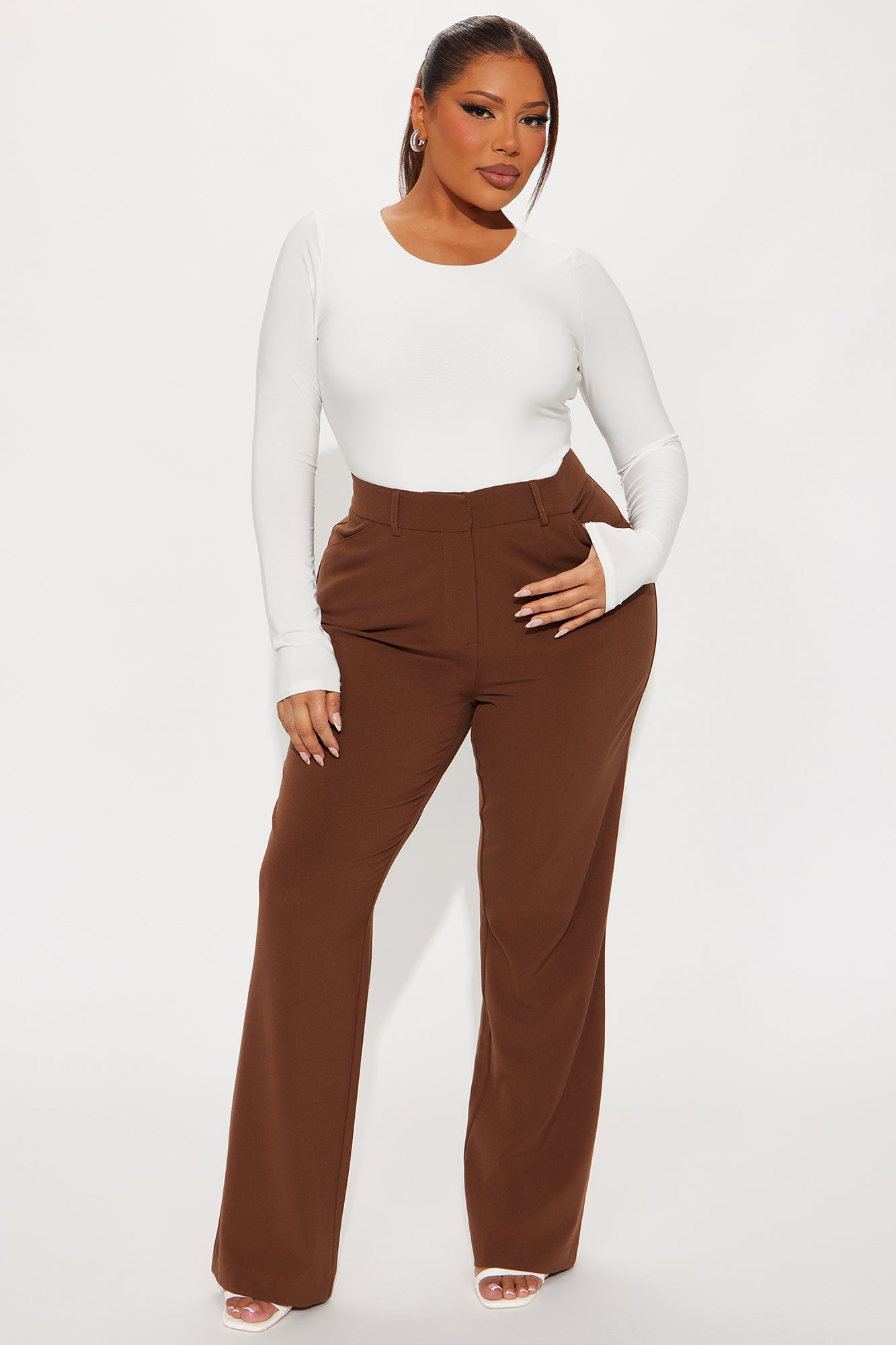 Tasha Dressy High Rise Pants - Brown