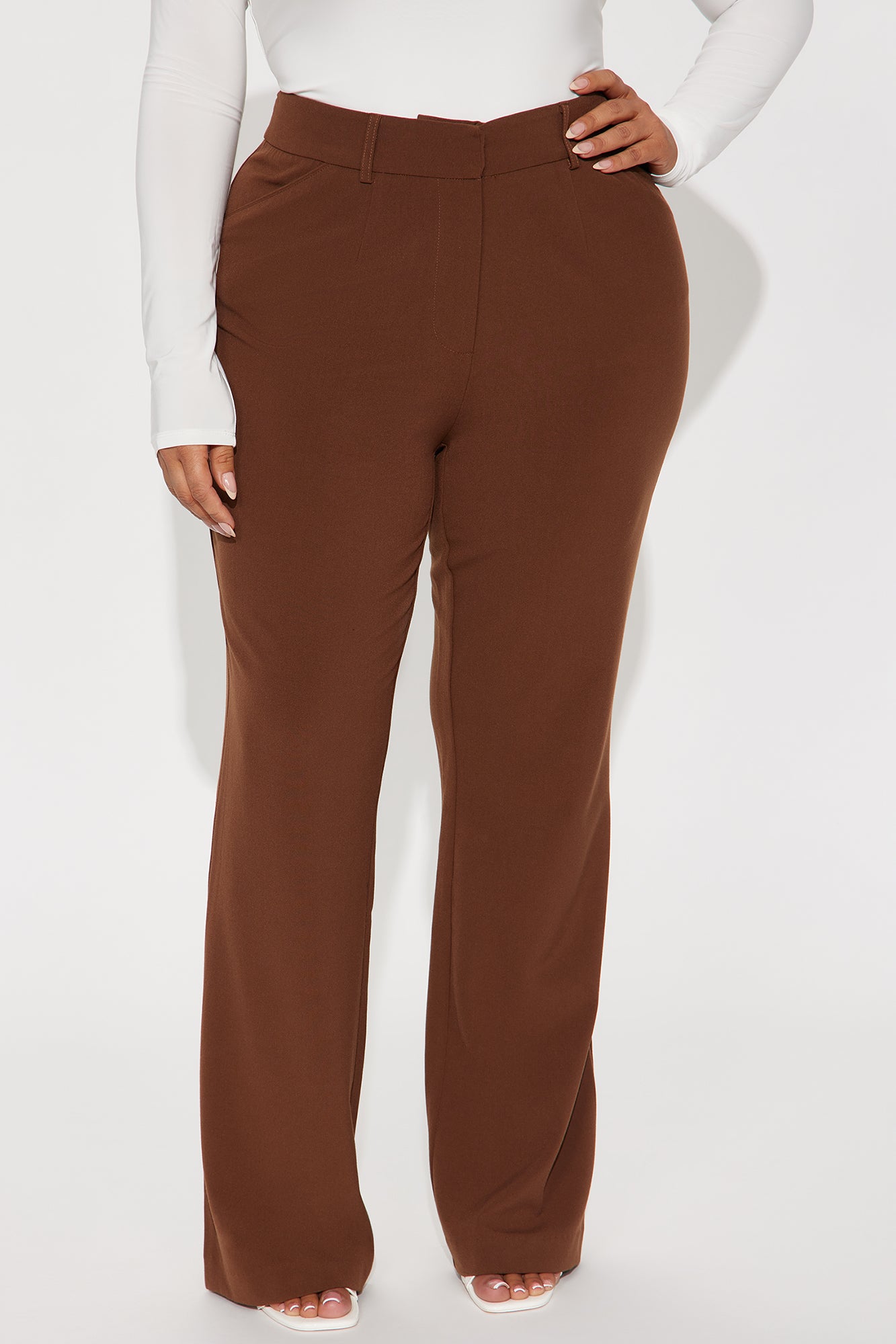 Tasha Dressy High Rise Pants - Brown