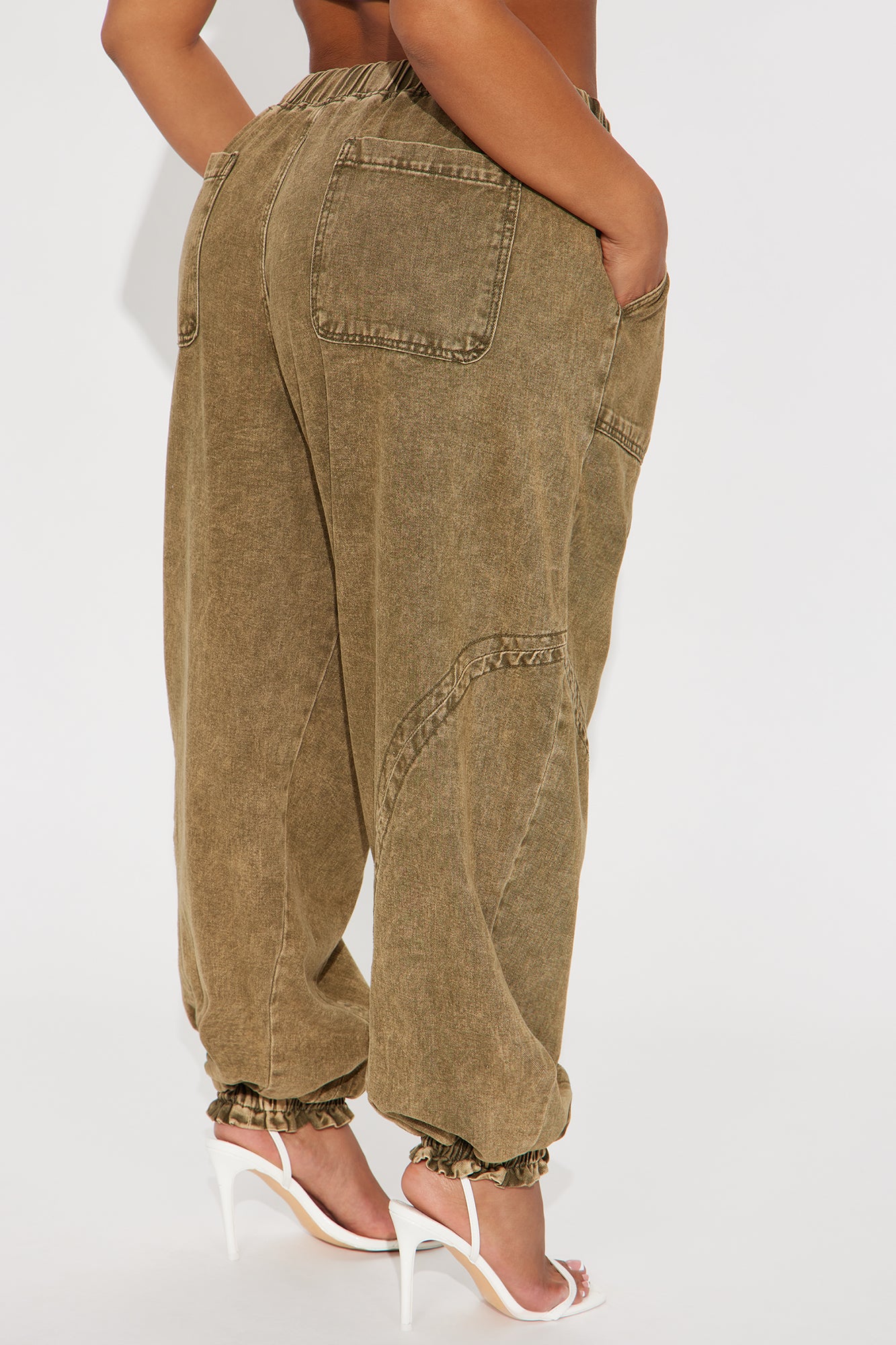 Alicia Washed Jogger Twill Pant - Olive