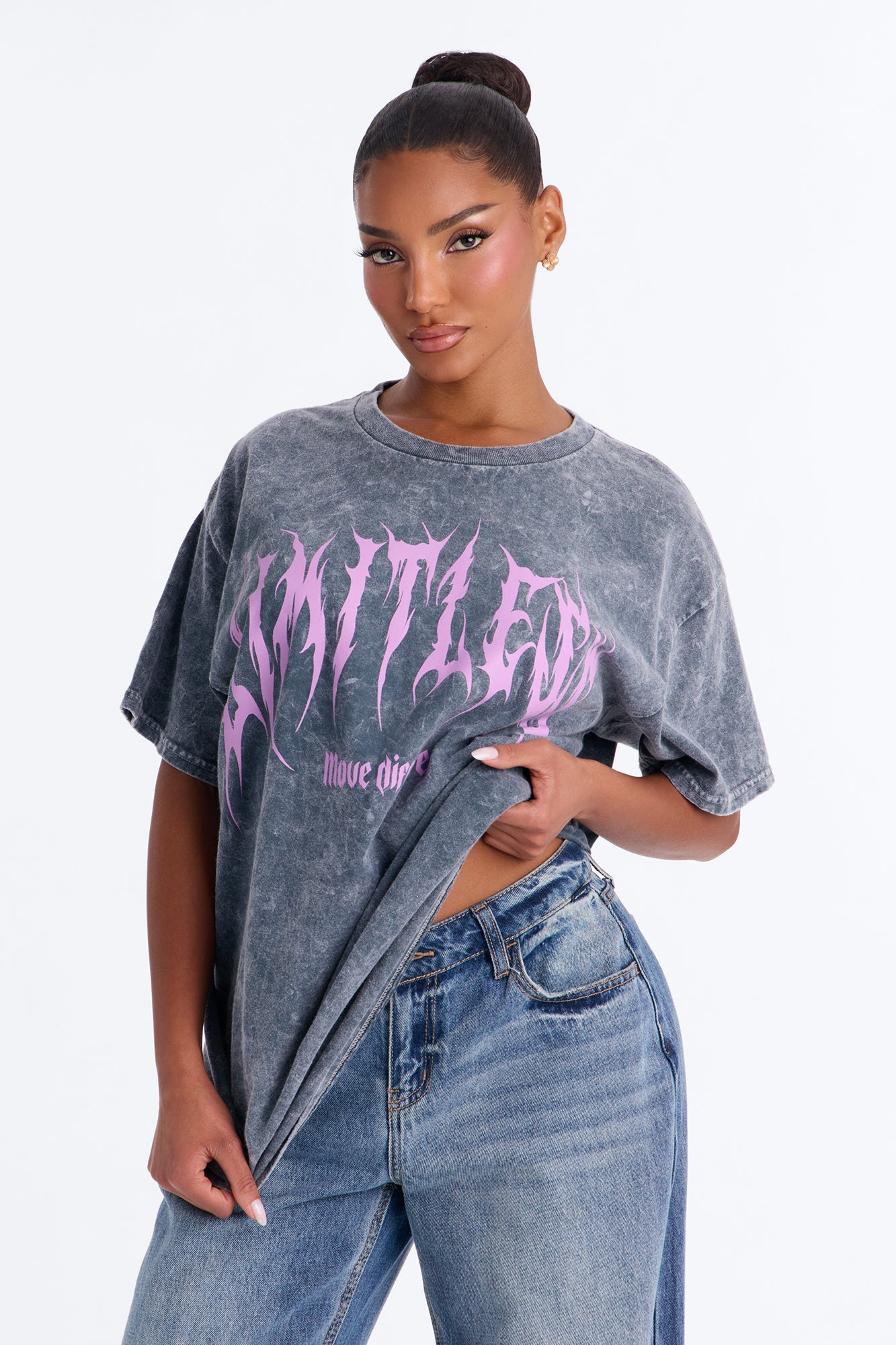 Limitless Mentality Washed Oversized Tee - Charcoal