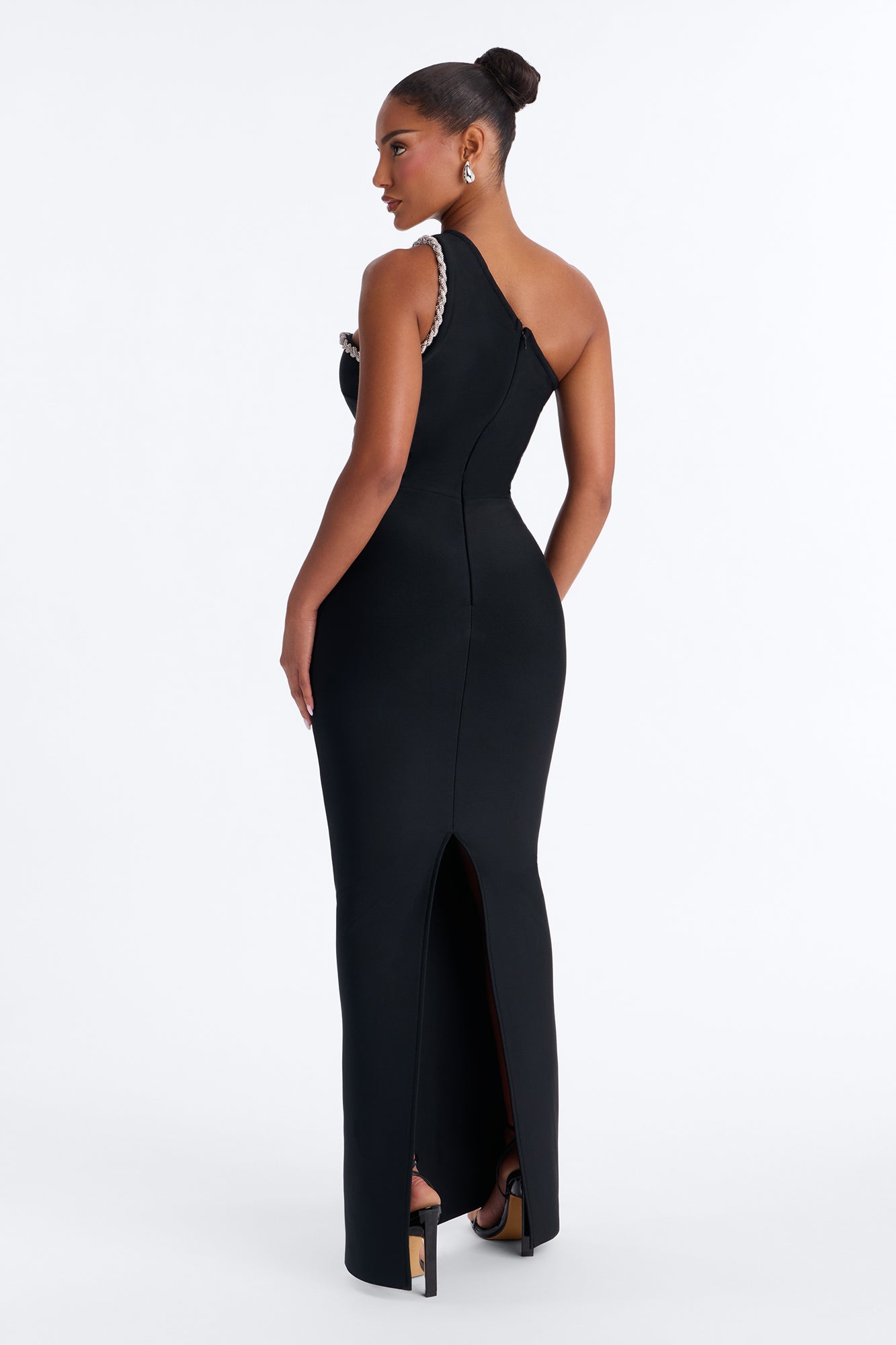 All The Glamour Embellished Bandage Gown - Black