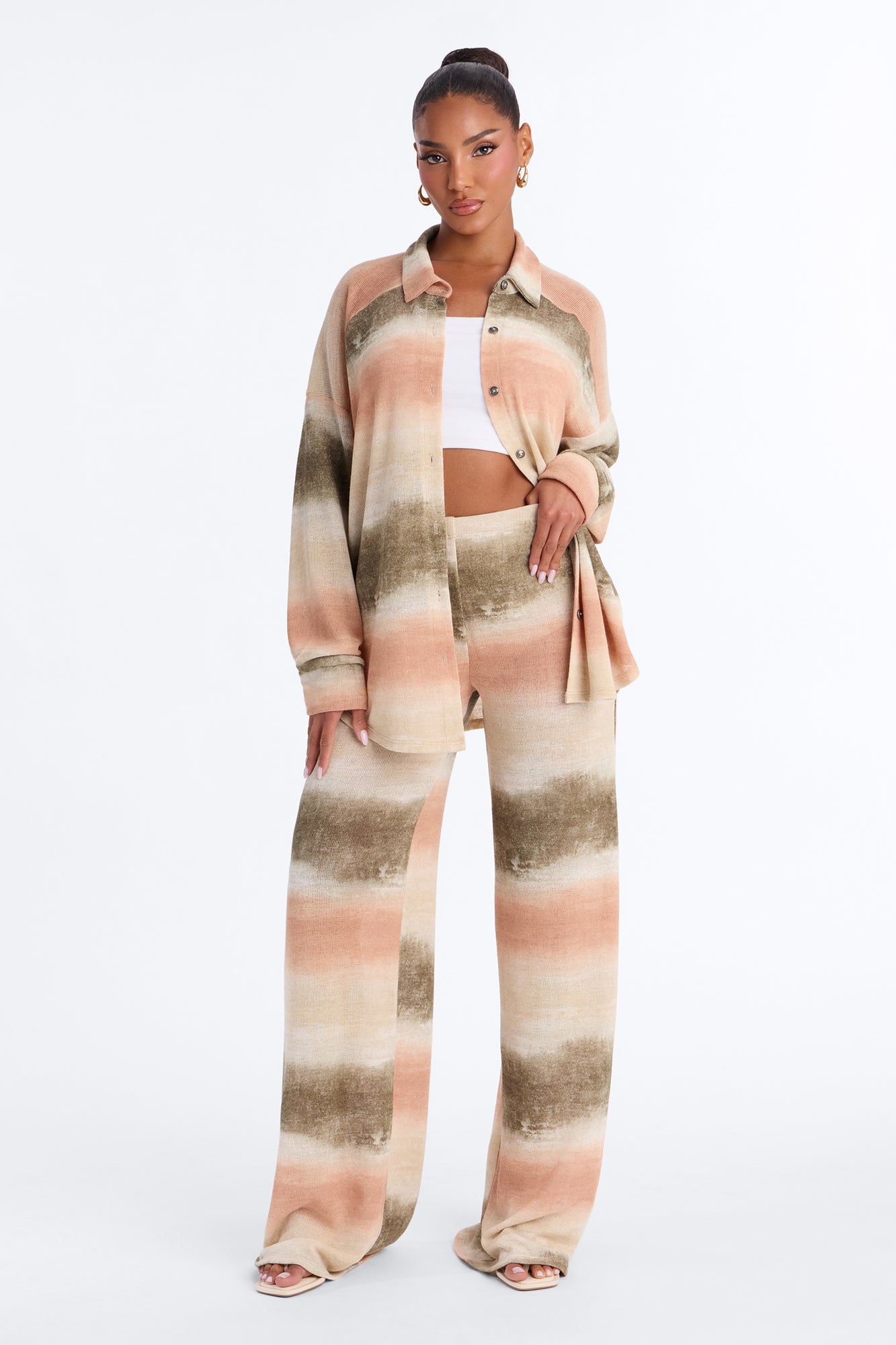 Ivy Striped Ombre Pant Set - Olive/combo