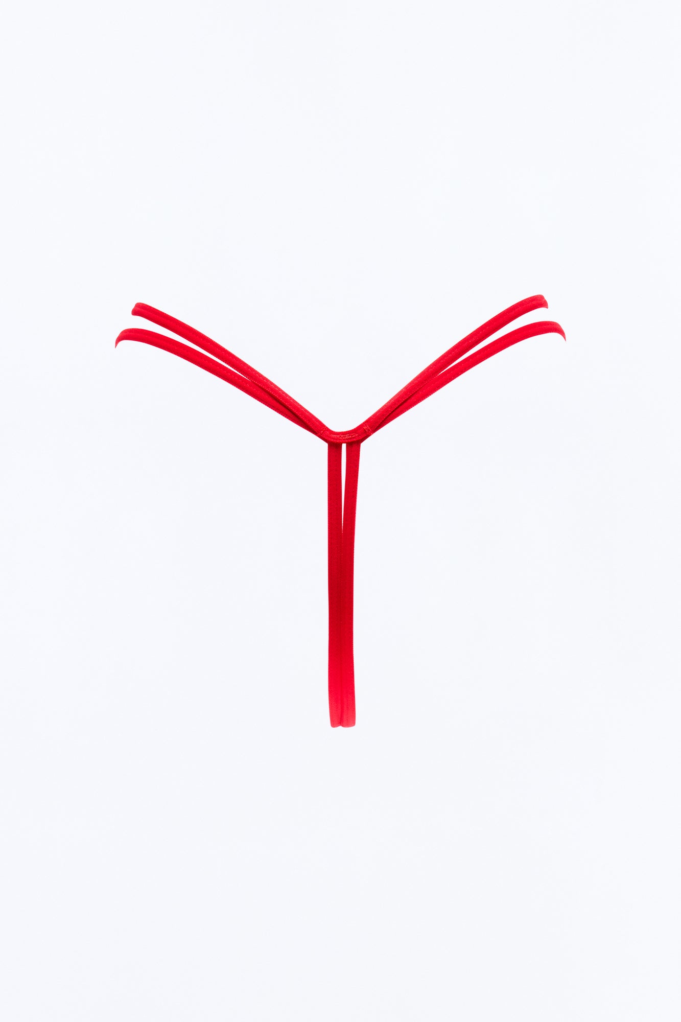 Lace Affair Crotchless Double Strap Panty - Red