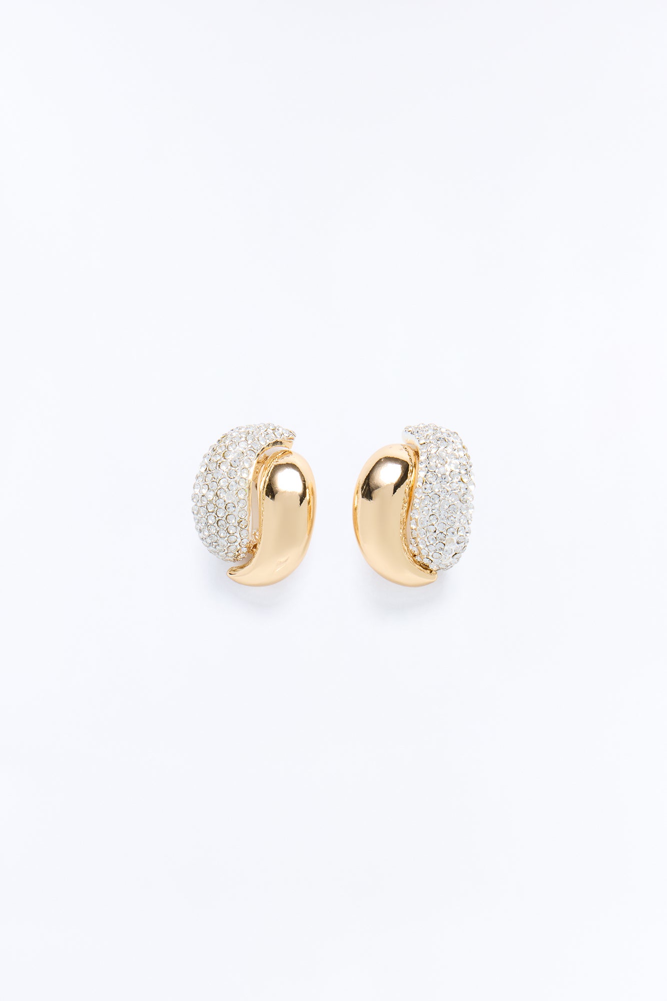 Keep A Distance Rhinestone Stud Earrings - Gold