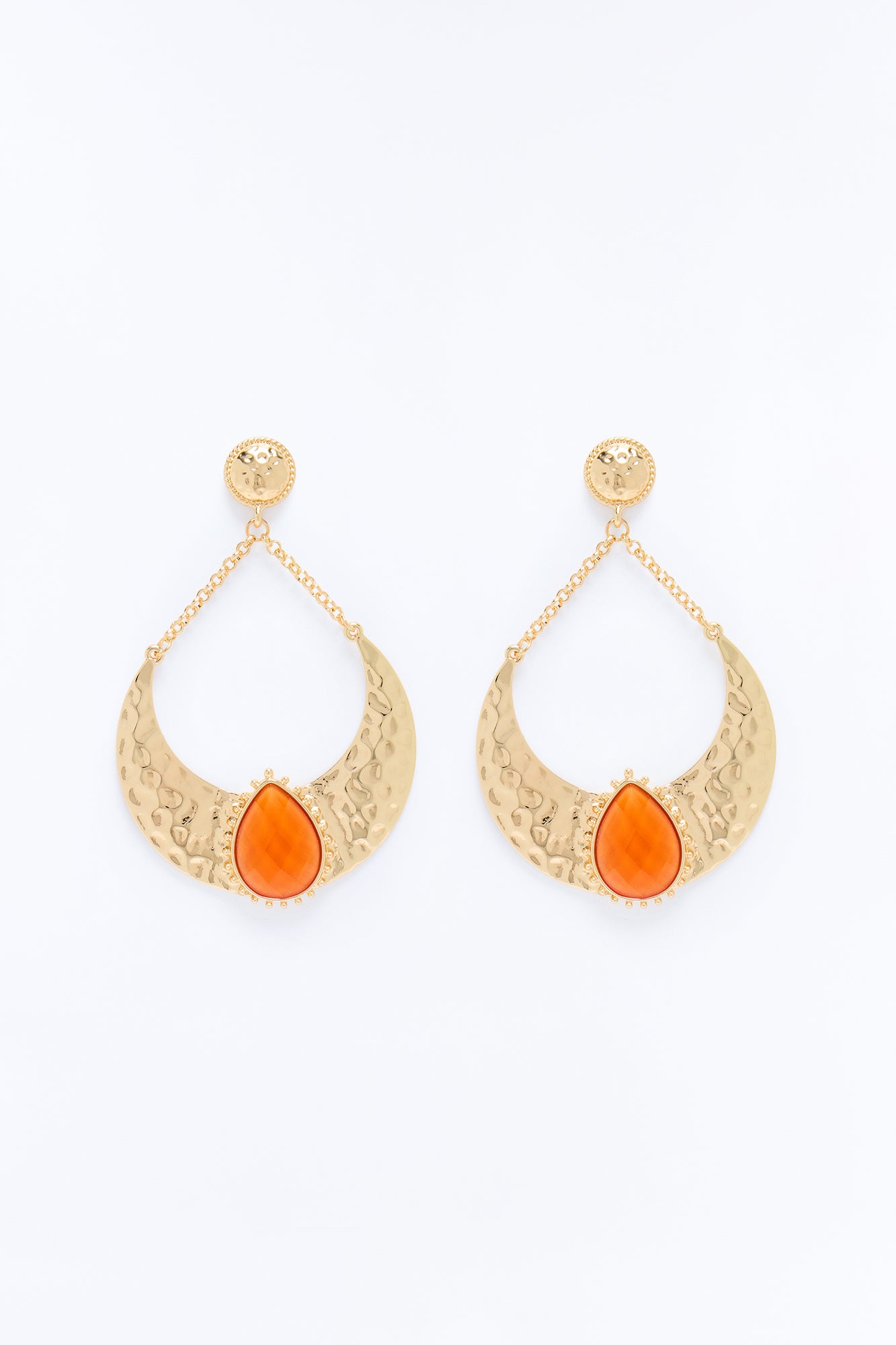 Perfect Look Jeweled Drop Earrings - Gold/Orange
