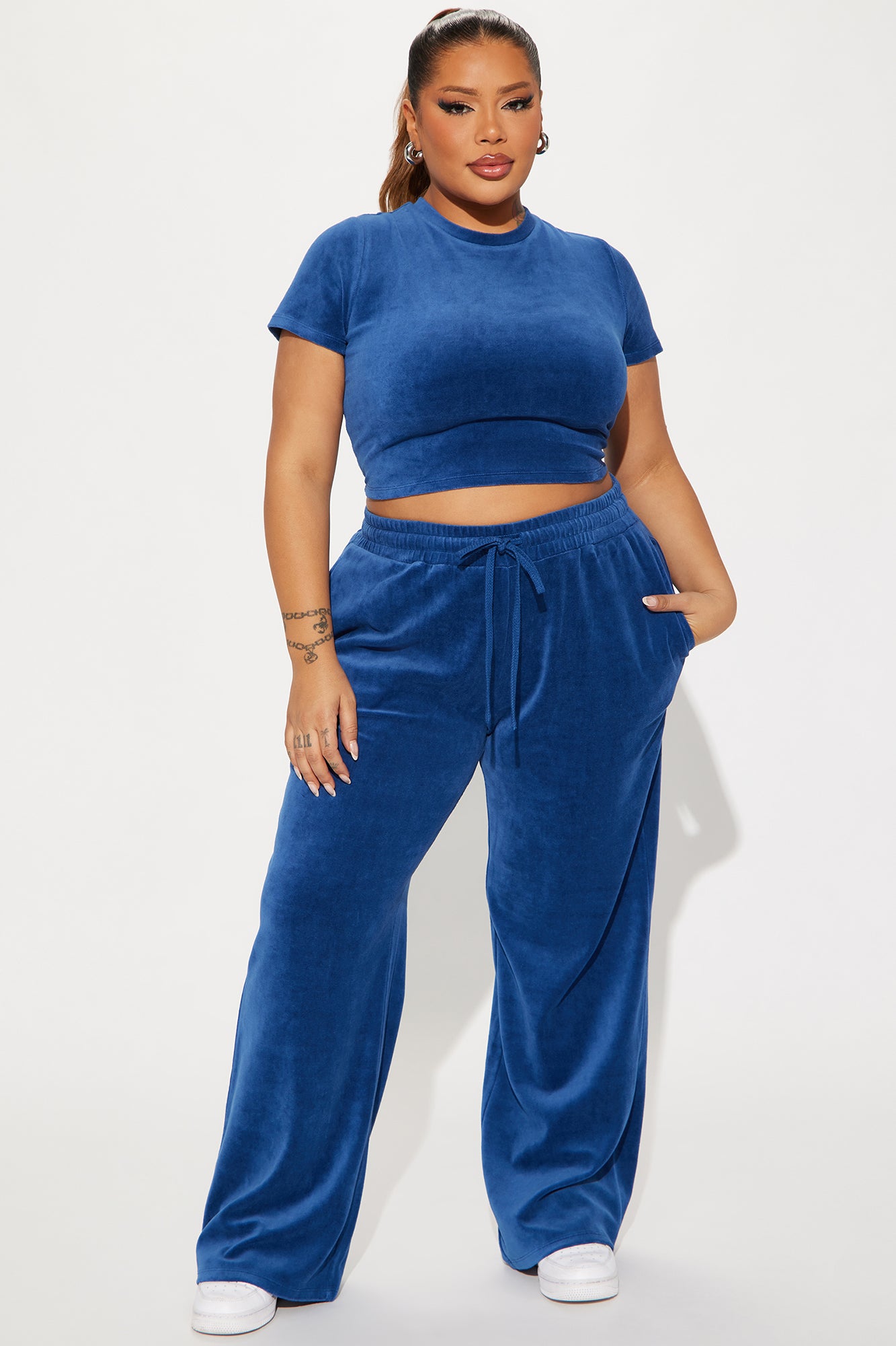 OG Trendsetter Velour Baby Tee Set - Navy