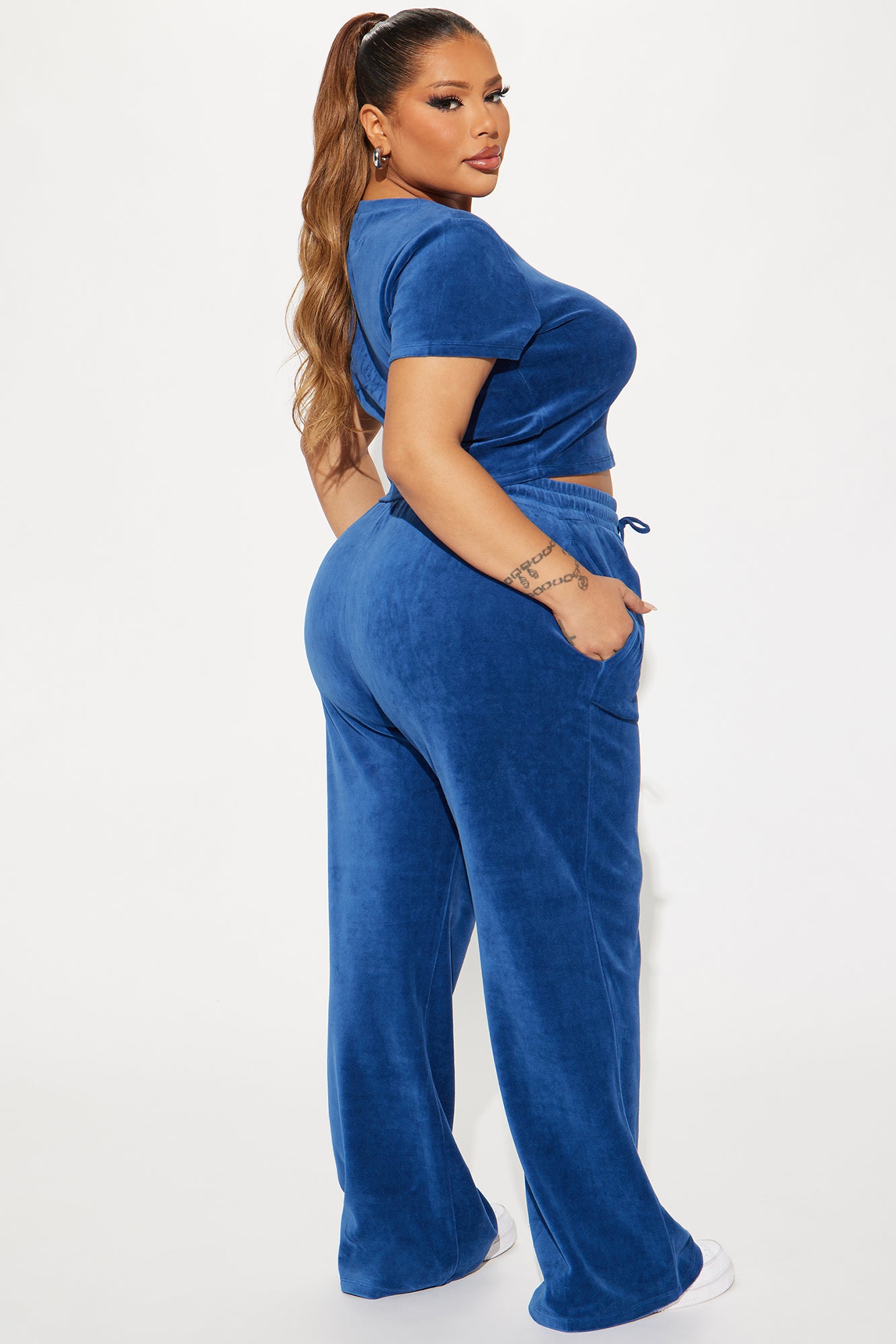 OG Trendsetter Velour Baby Tee Set - Navy