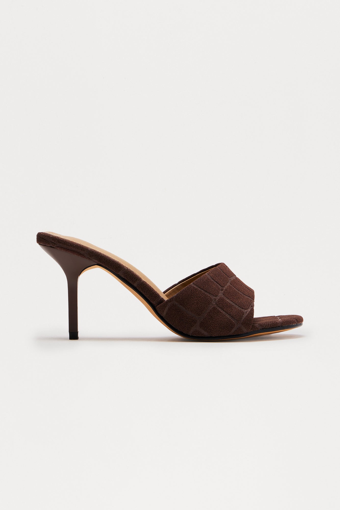 Lolly Faux Fur Stiletto Heels - Chocolate