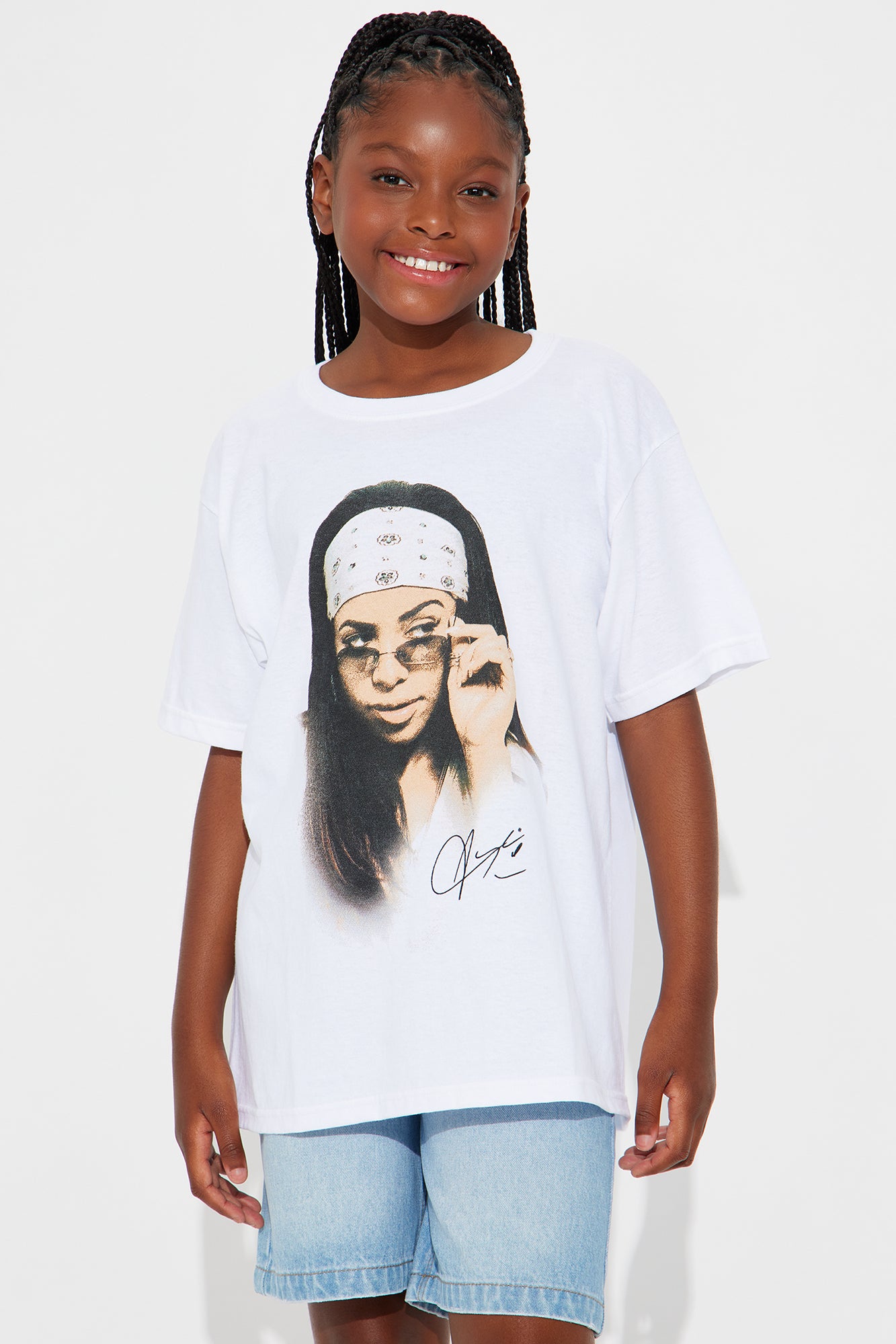Mini Aaliyah Washed Oversized Tee - White