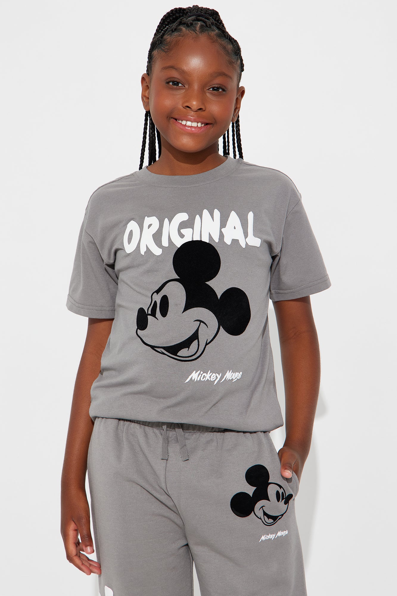 Mini Mickey Mouse Puff Print T-Shirt and Sweatpant Set - Grey